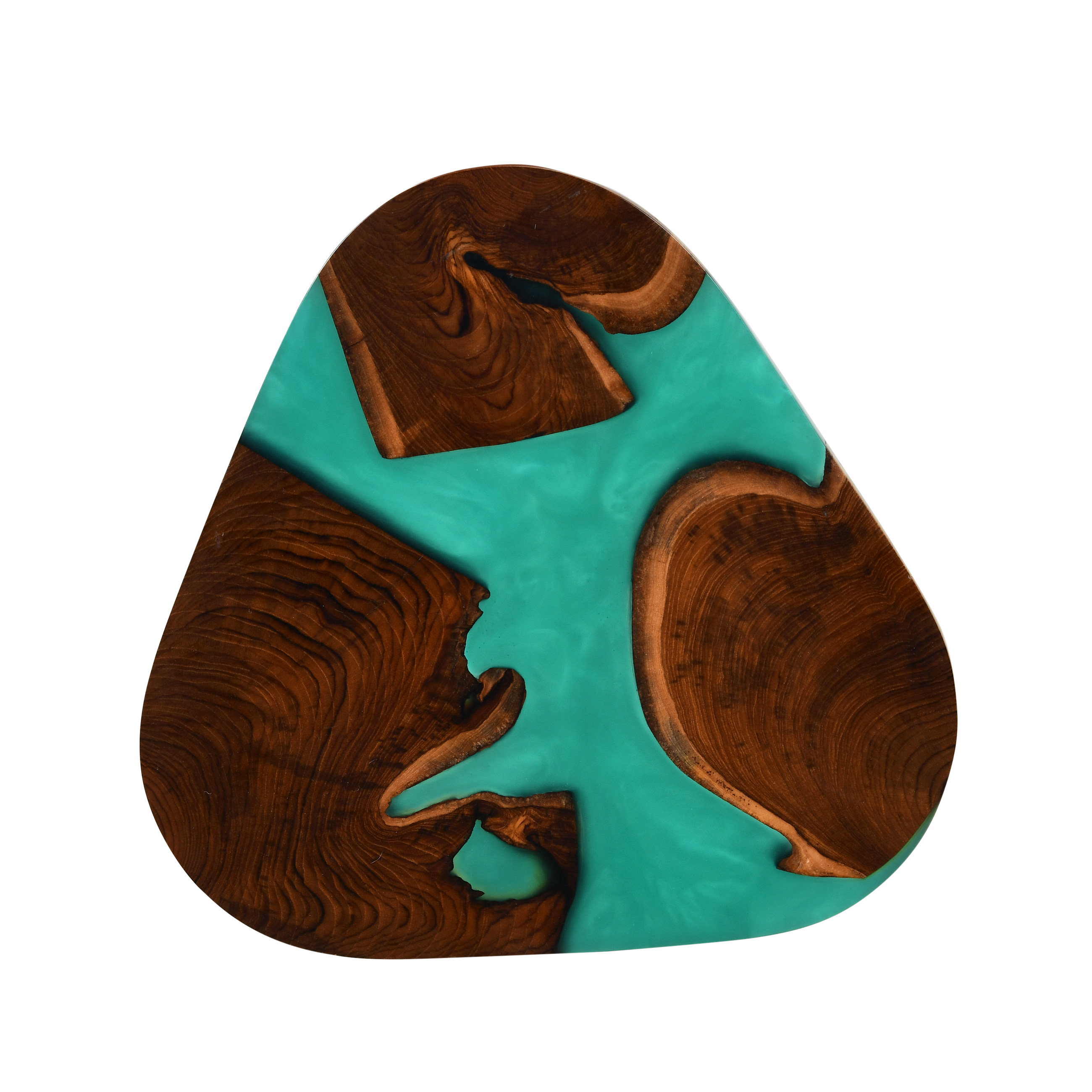 Nesting Table Set of 2 – Teak Wood with Pearl Green Resin Finish