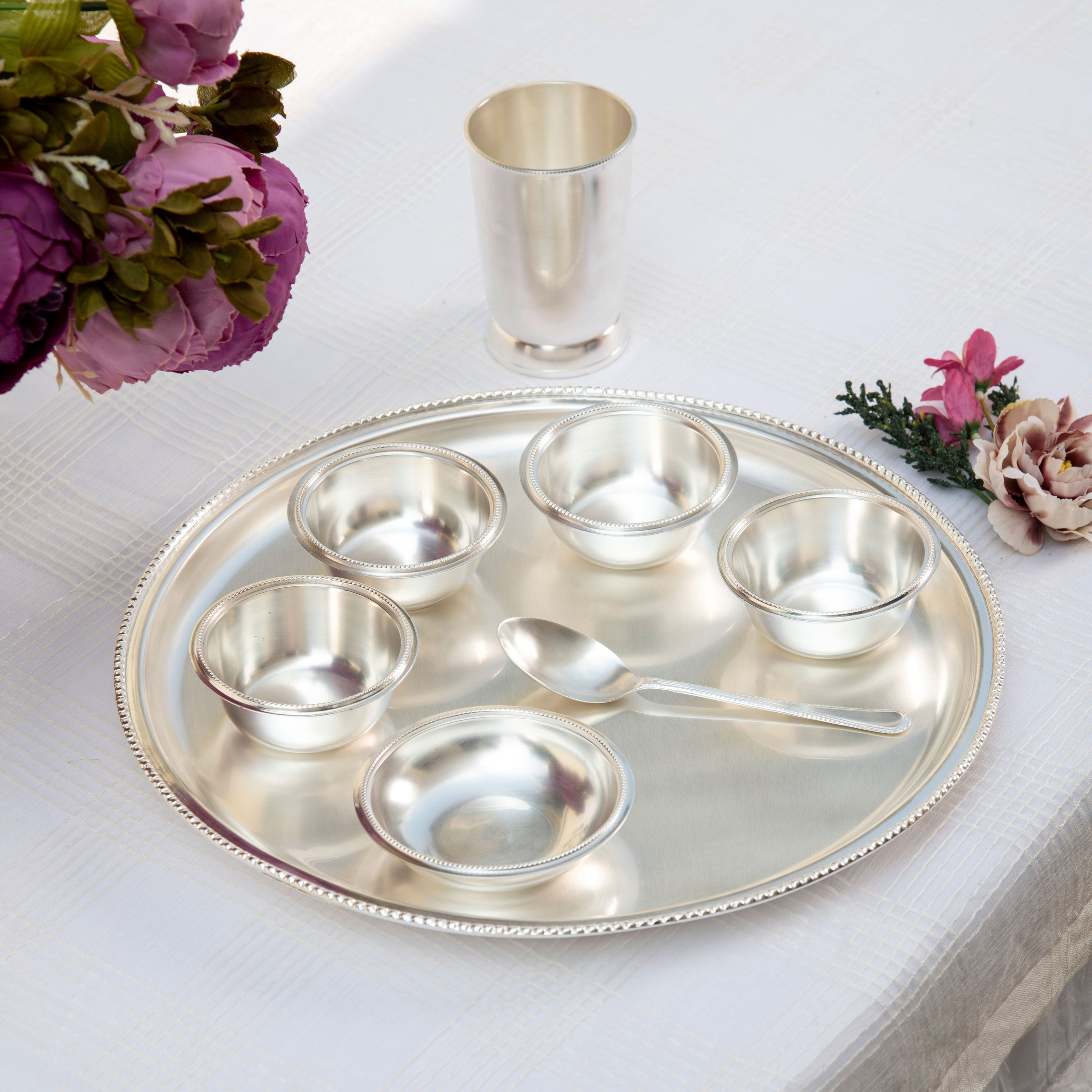 Heirloom Silverware Thali Set of 8 - Dinner Crockery