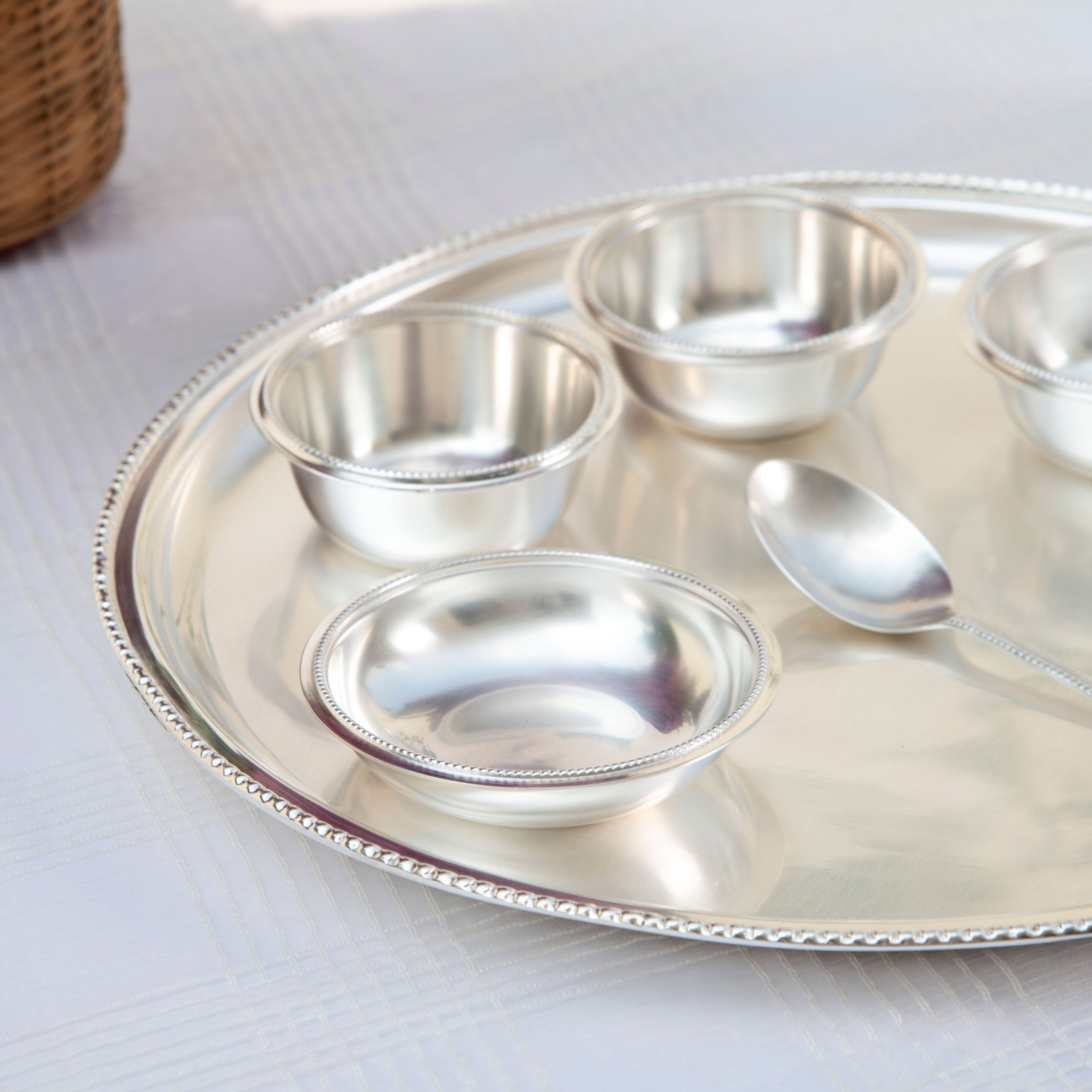 Heirloom Silverware Thali Set of 8 - Dinner Crockery
