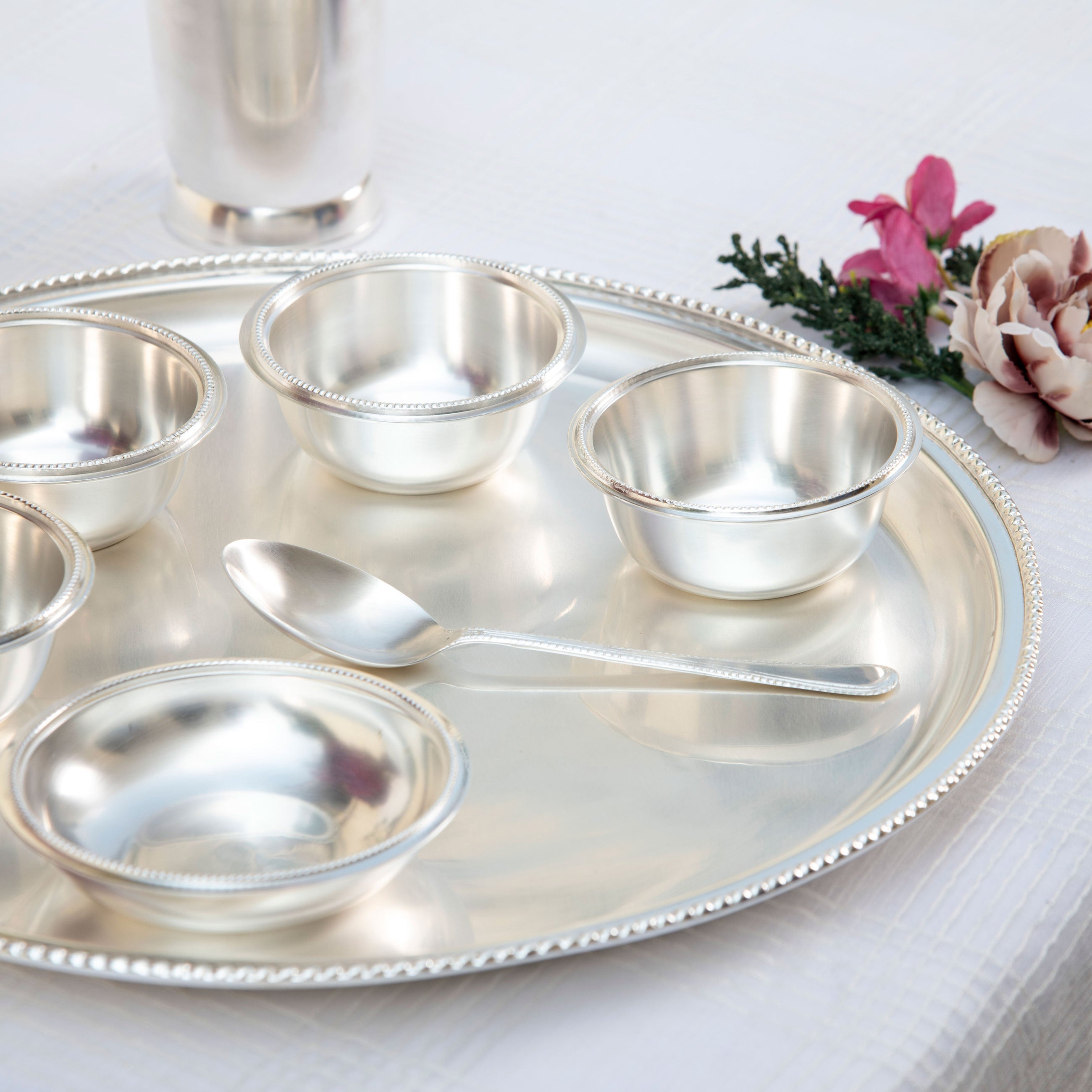 Heirloom Silverware Thali Set of 8 - Dinner Crockery