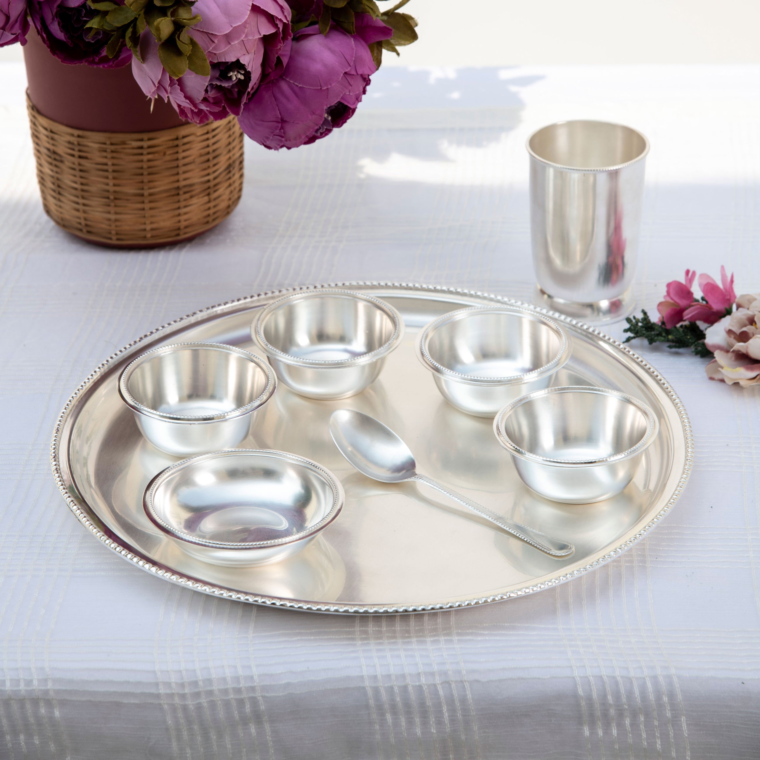 Heirloom Silverware Thali Set of 8 - Dinner Crockery