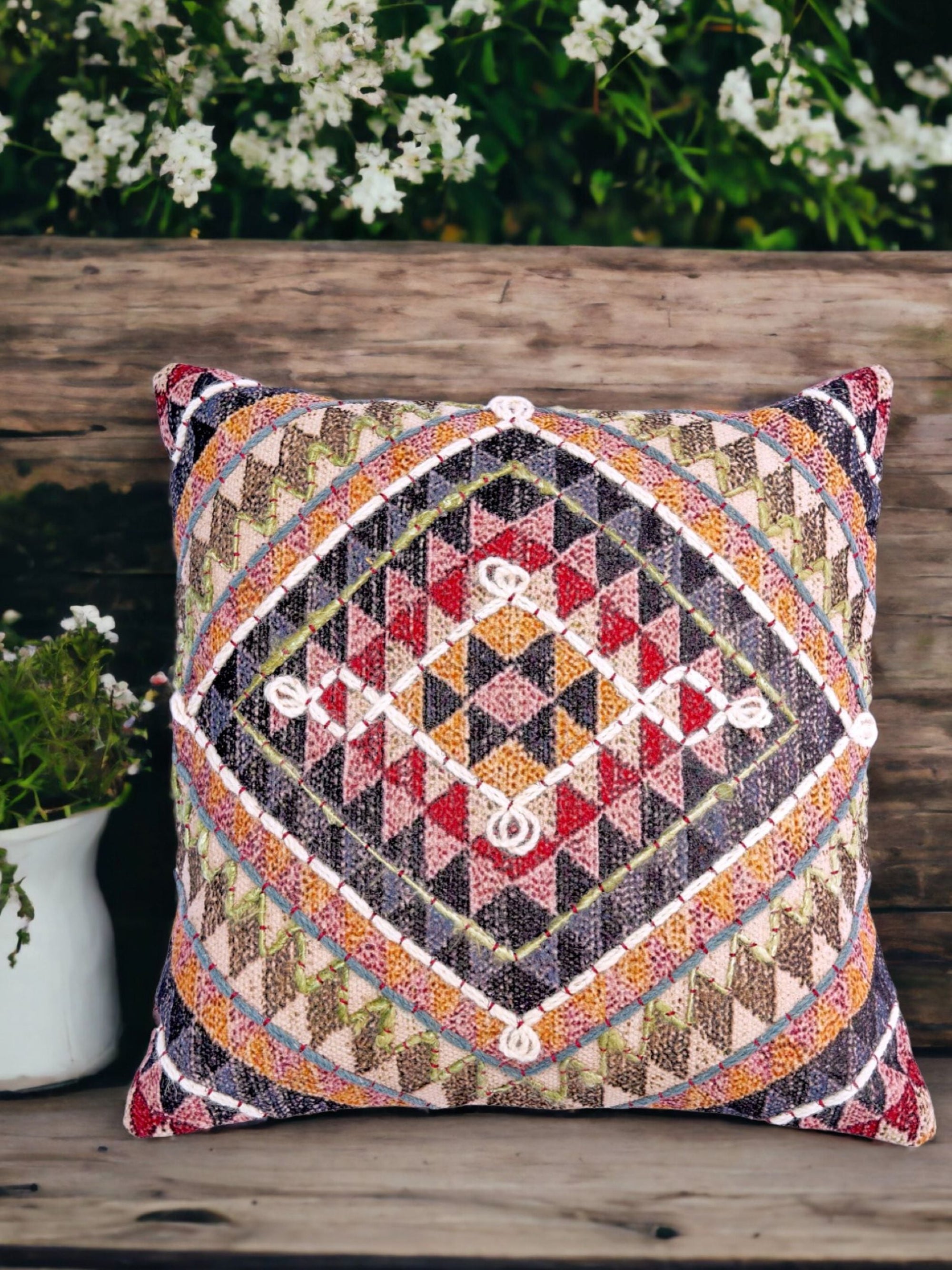Diamond Embroidered Cushion Cover