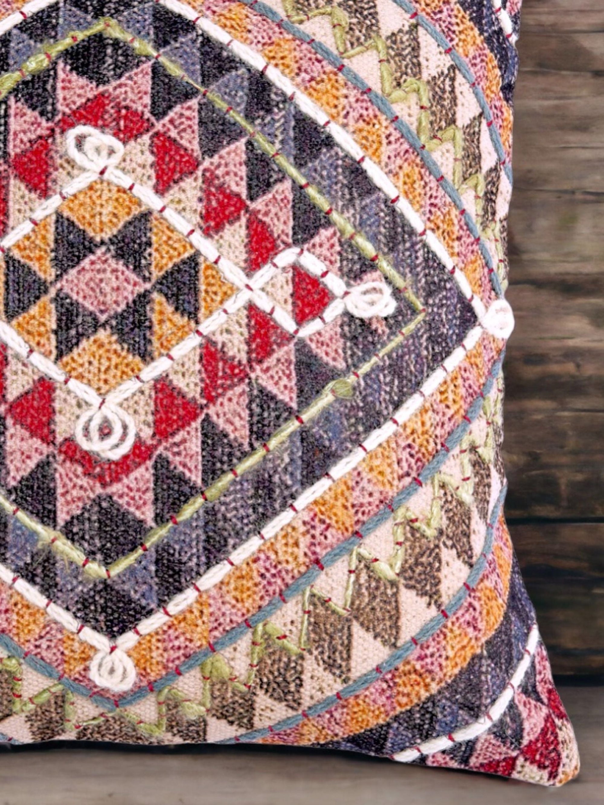 Diamond Embroidered Cushion Cover