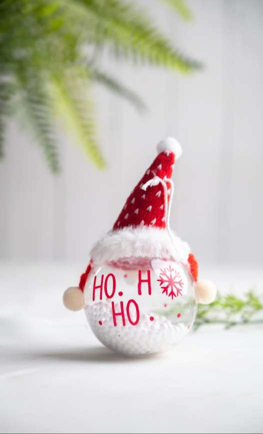 Santa Hat Glass Ball Hanging Ornament with Ho Ho Ho Print_CC113