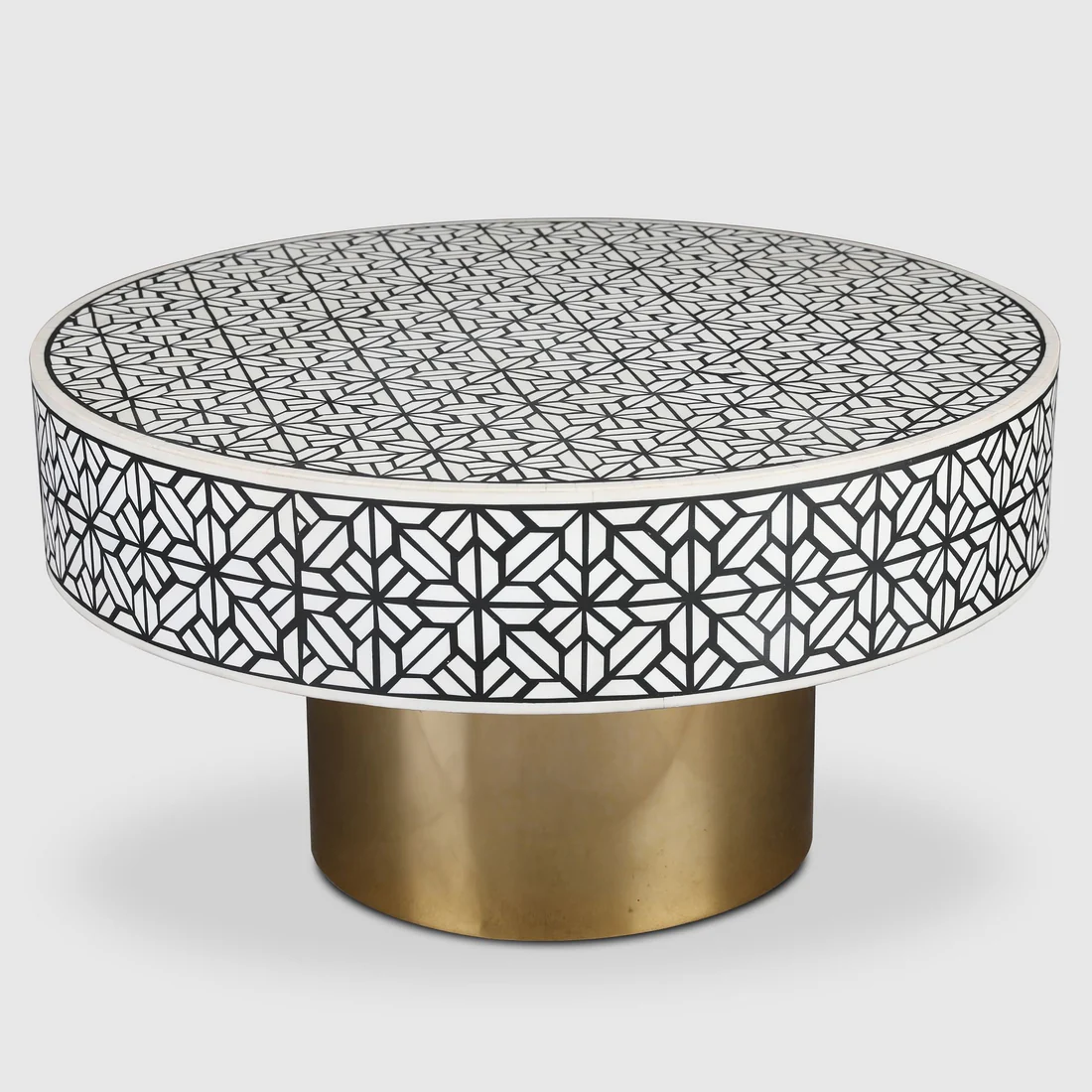 Ossein Iron New Center Table in Black & White Colour