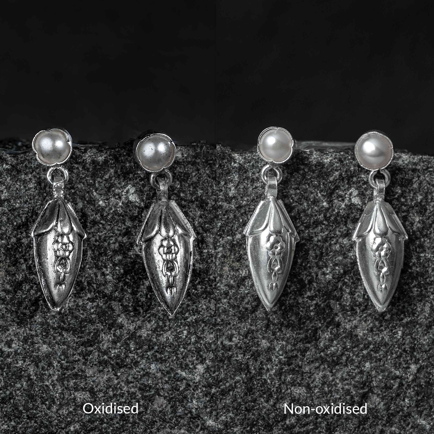 Champakali Silver Stud Earrings