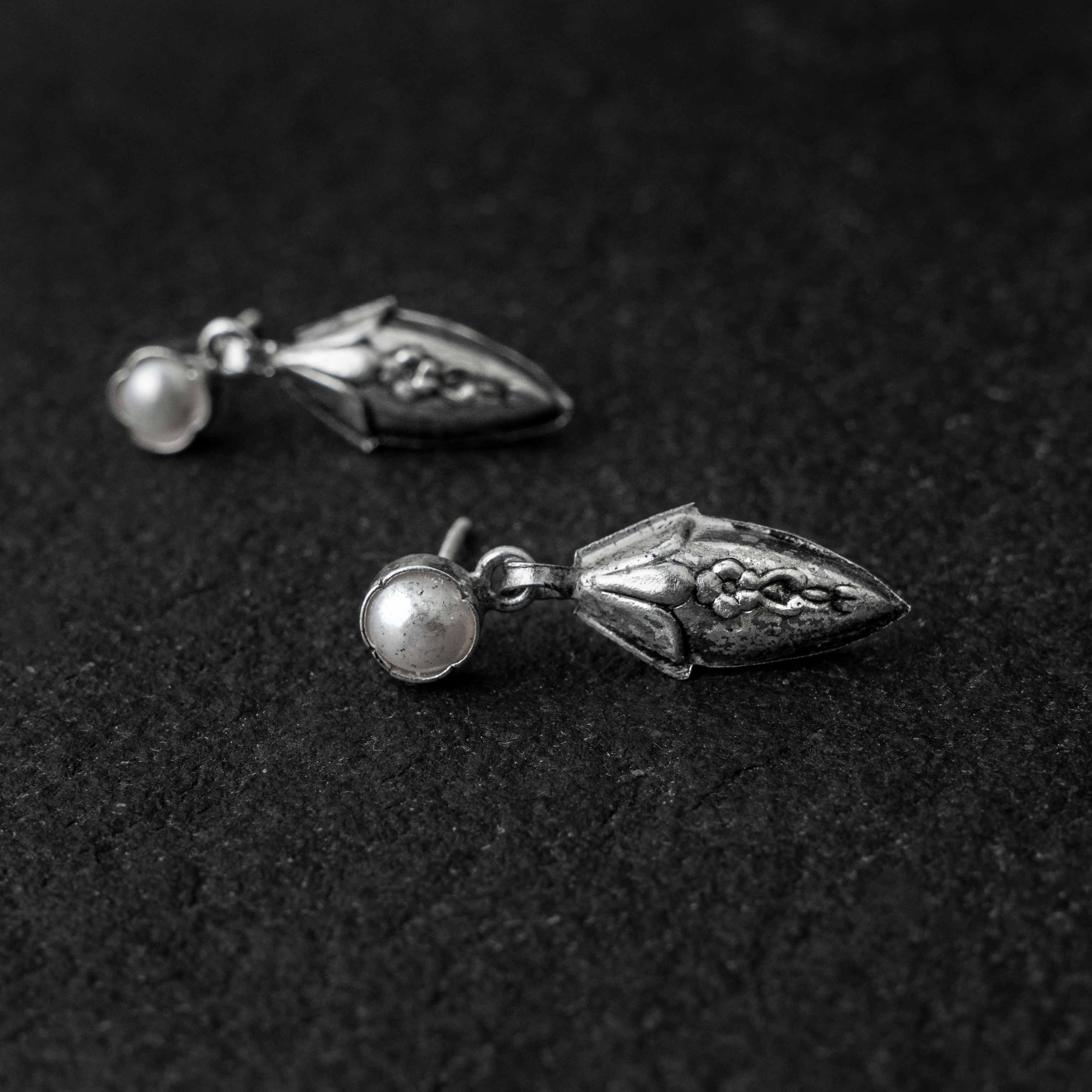 Champakali Silver Stud Earrings
