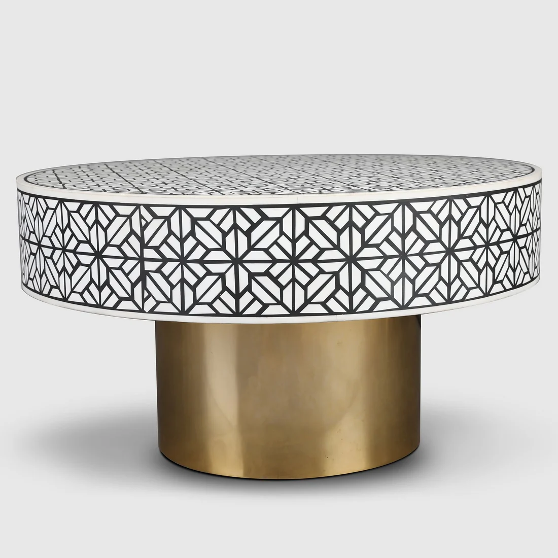 Ossein Iron New Center Table in Black & White Colour