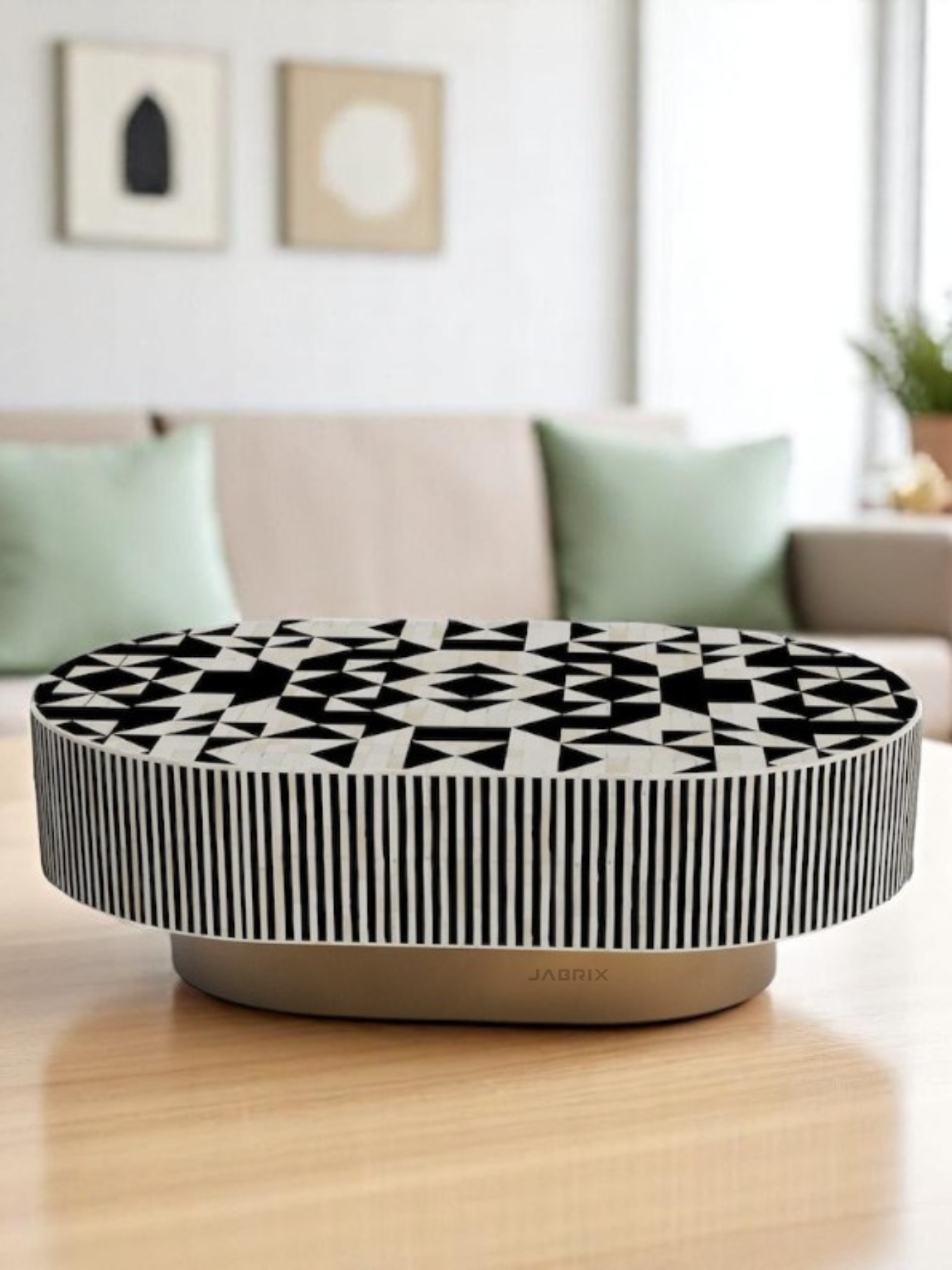 Inlay Jordan Oval Shape Coffee Table - Kingsley