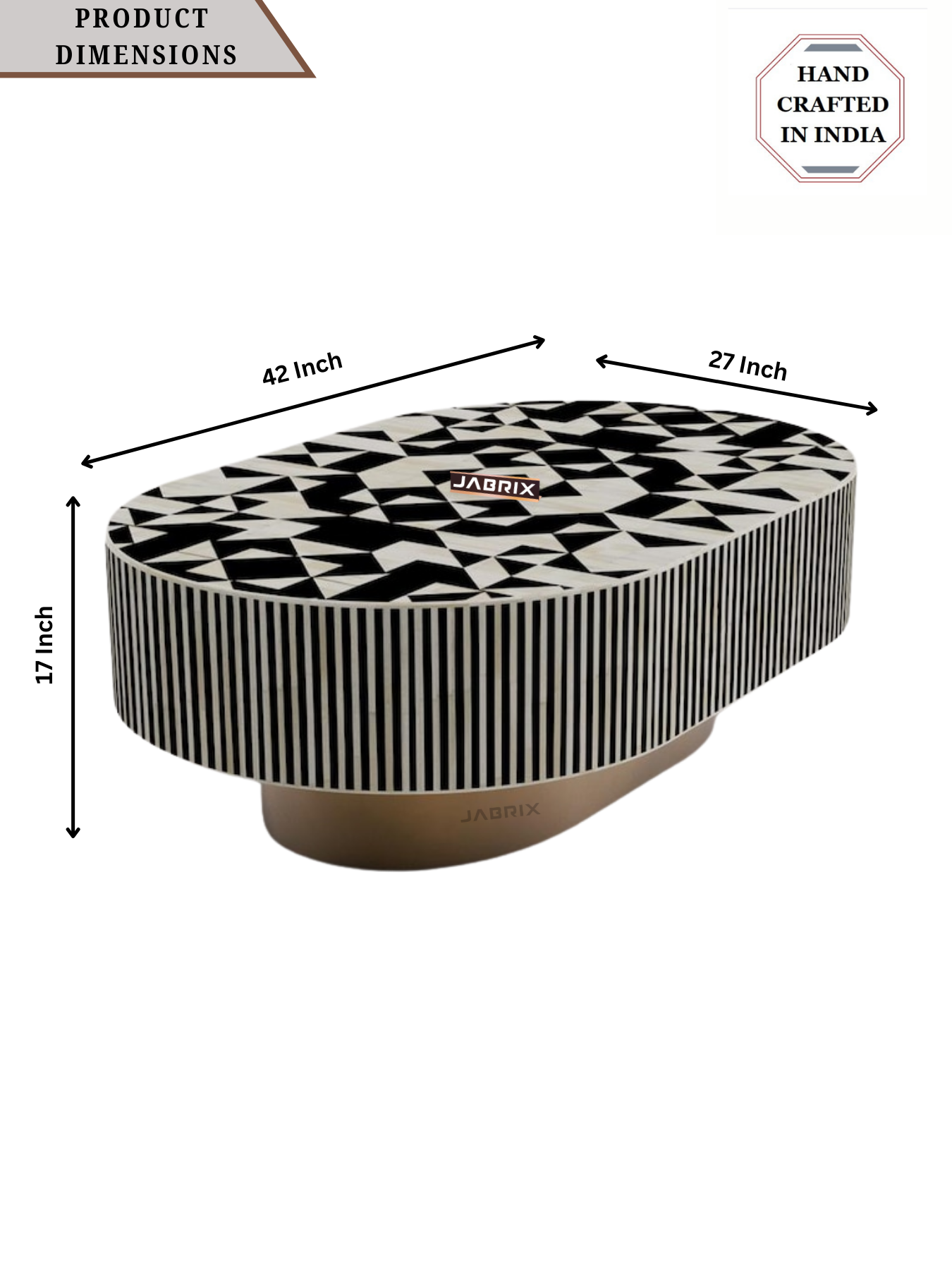 Inlay Jordan Oval Shape Coffee Table - Kingsley