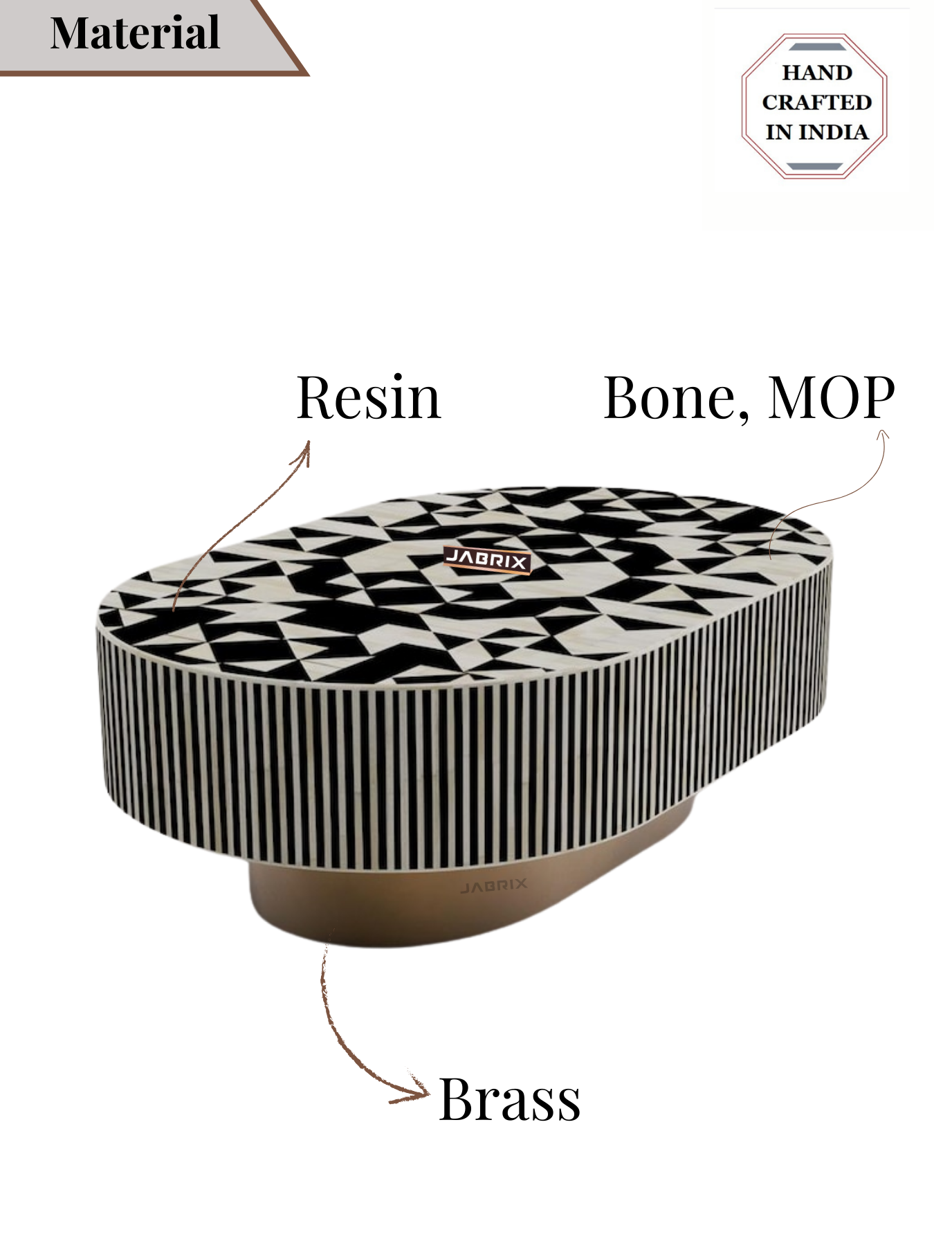 Inlay Jordan Oval Shape Coffee Table - Kingsley