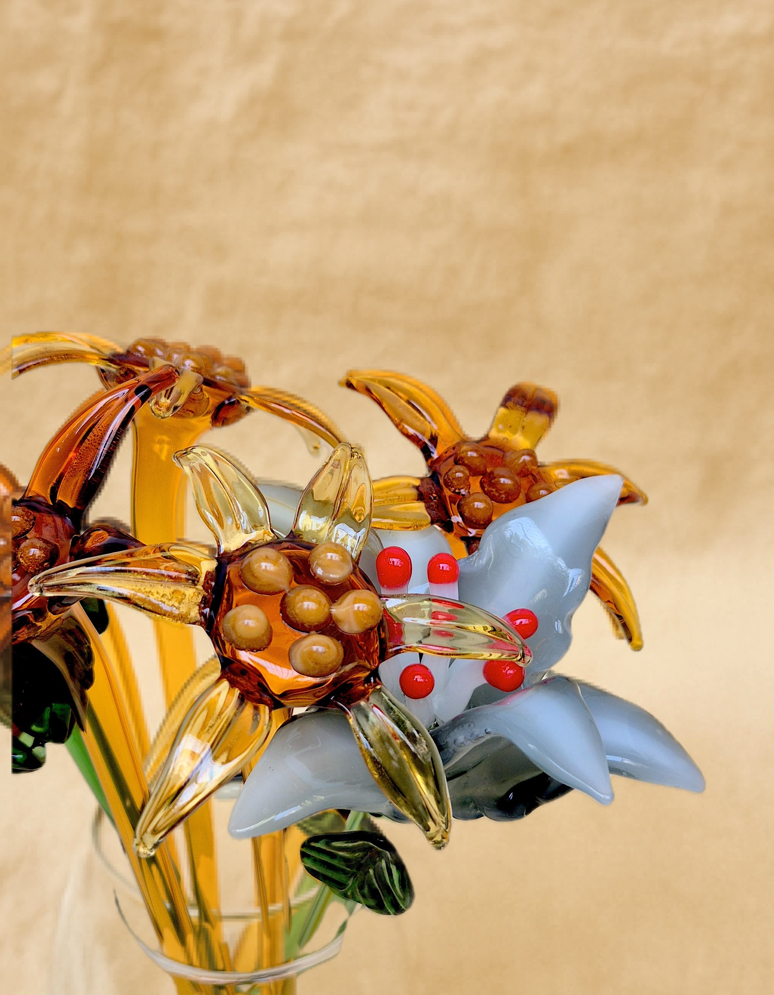 Golden Ember Lily— Handblown Glass Bouquet