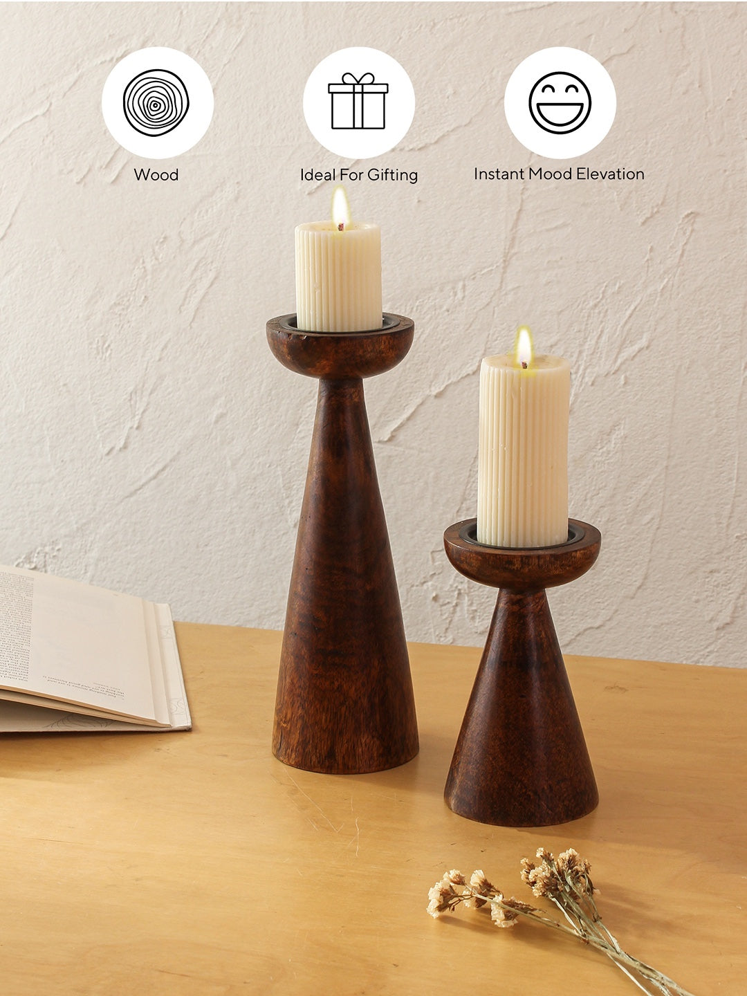 Saddle Candle Stand & Runner Gift Box (Coffee Brown)