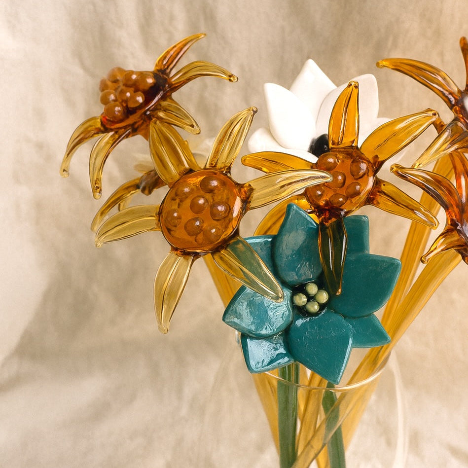 Golden Meadow Blossom — Handblown Glass Bouquet