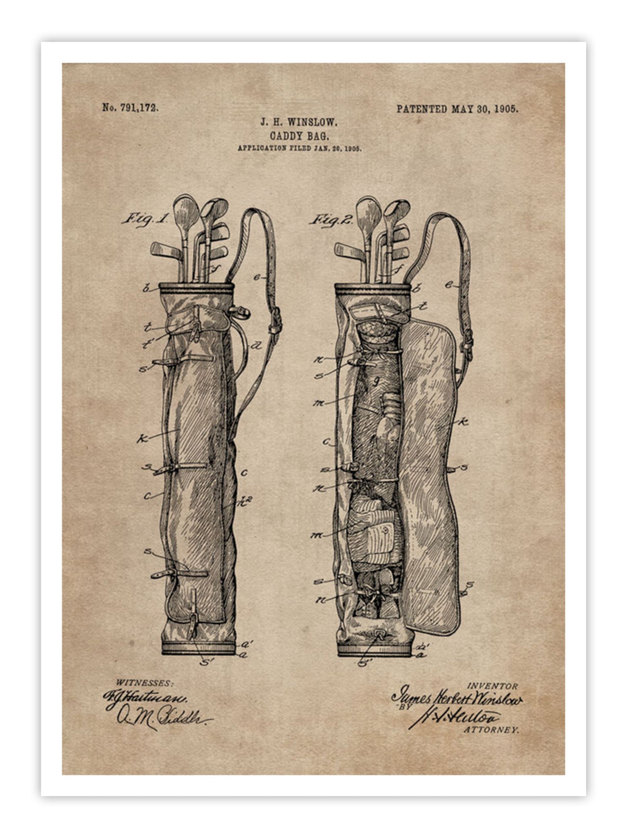 Wall Prints - Patent Document of a Caddy Bag