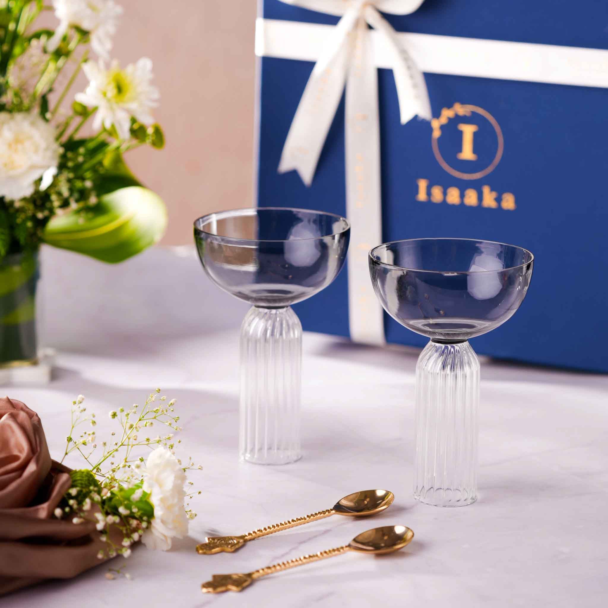 DD Glass & Spoon Gift (Clear Black)