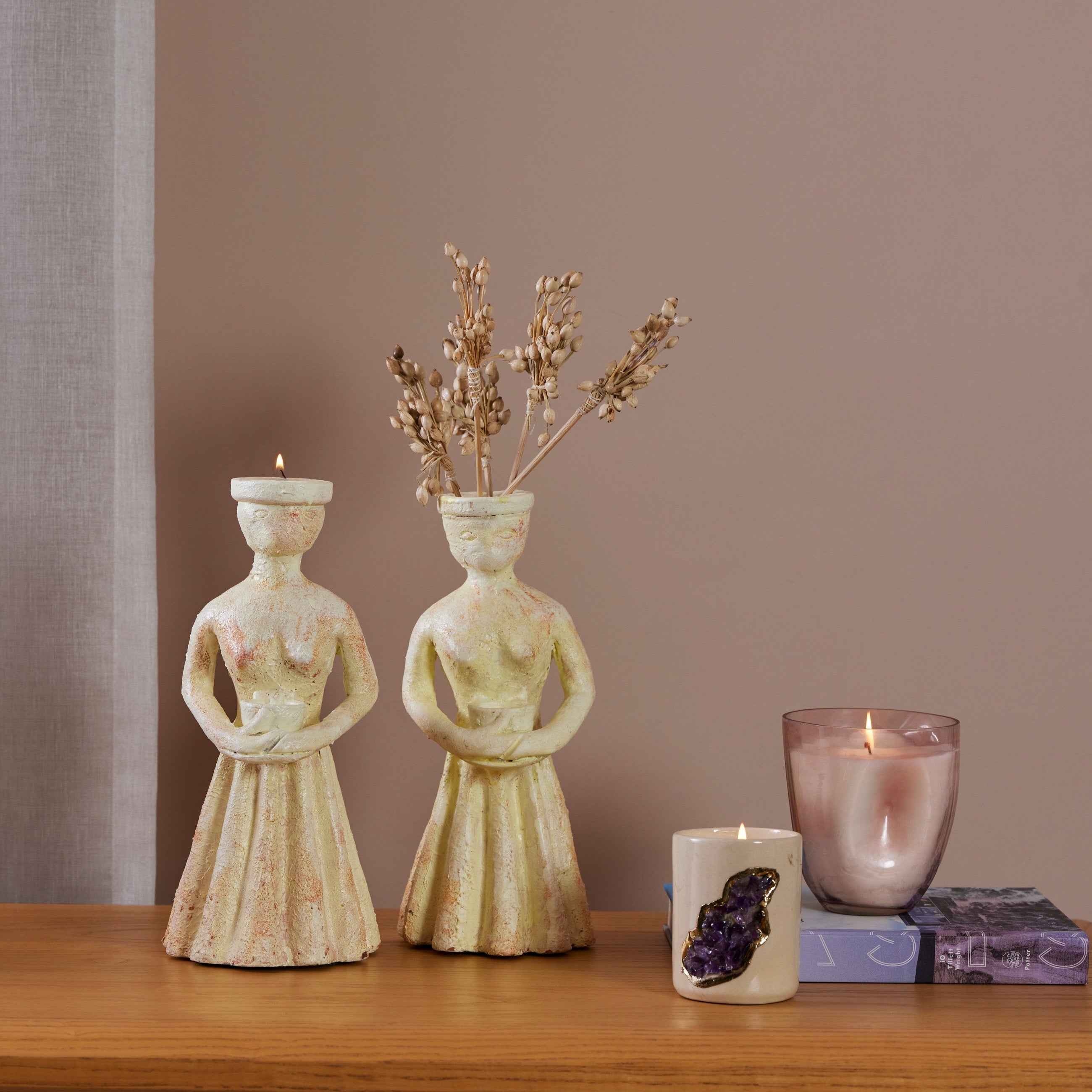 TERRE CUITE - IVORY TERRACOTA DECOR OBJECTS SET OF 2