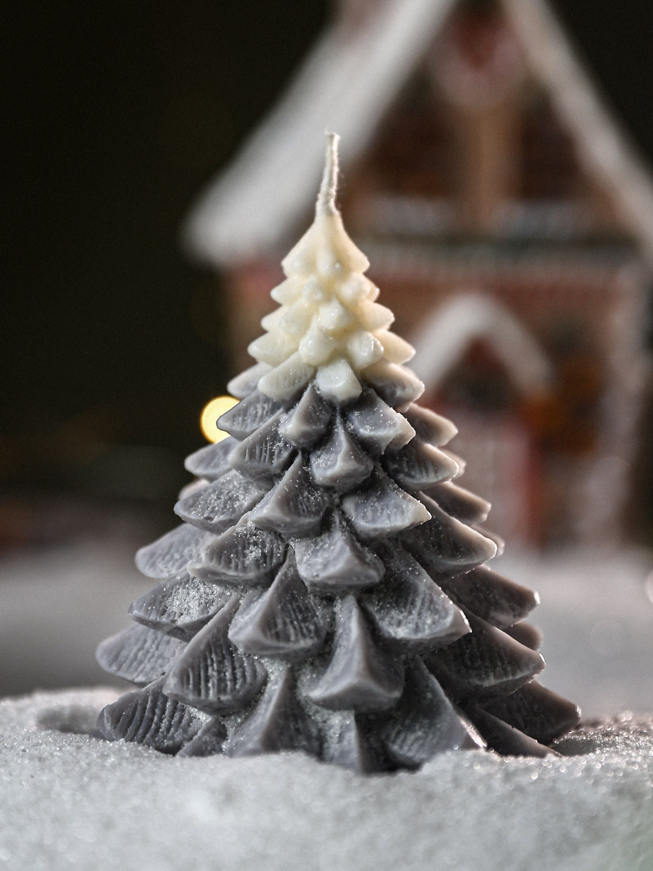 Ombre Grey Christmas Tree Candle
