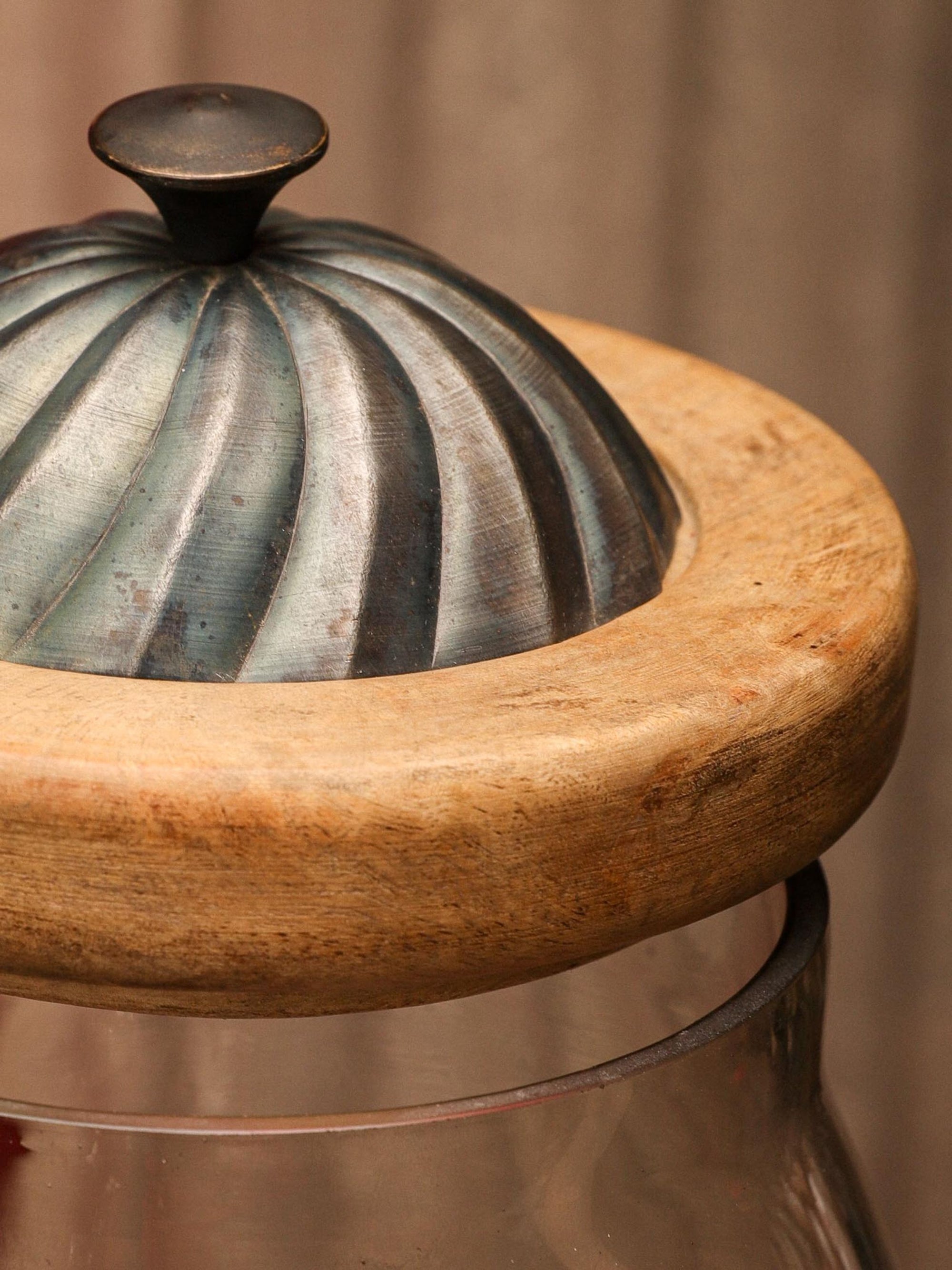Glass Jar with Wood & Metal Lid