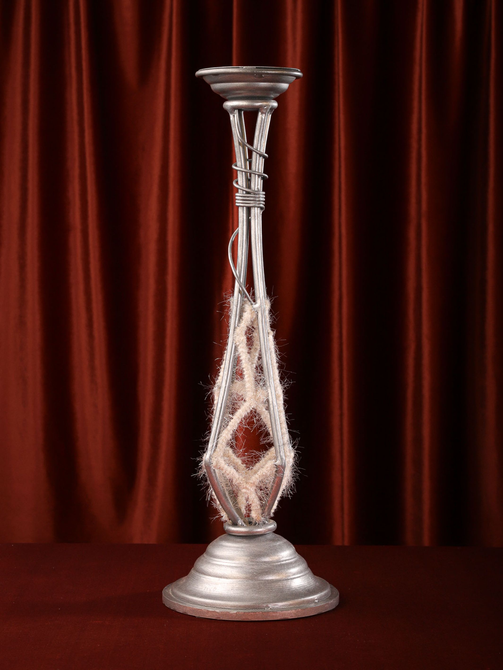 Handcrafted Metal & Snow Candle Stand