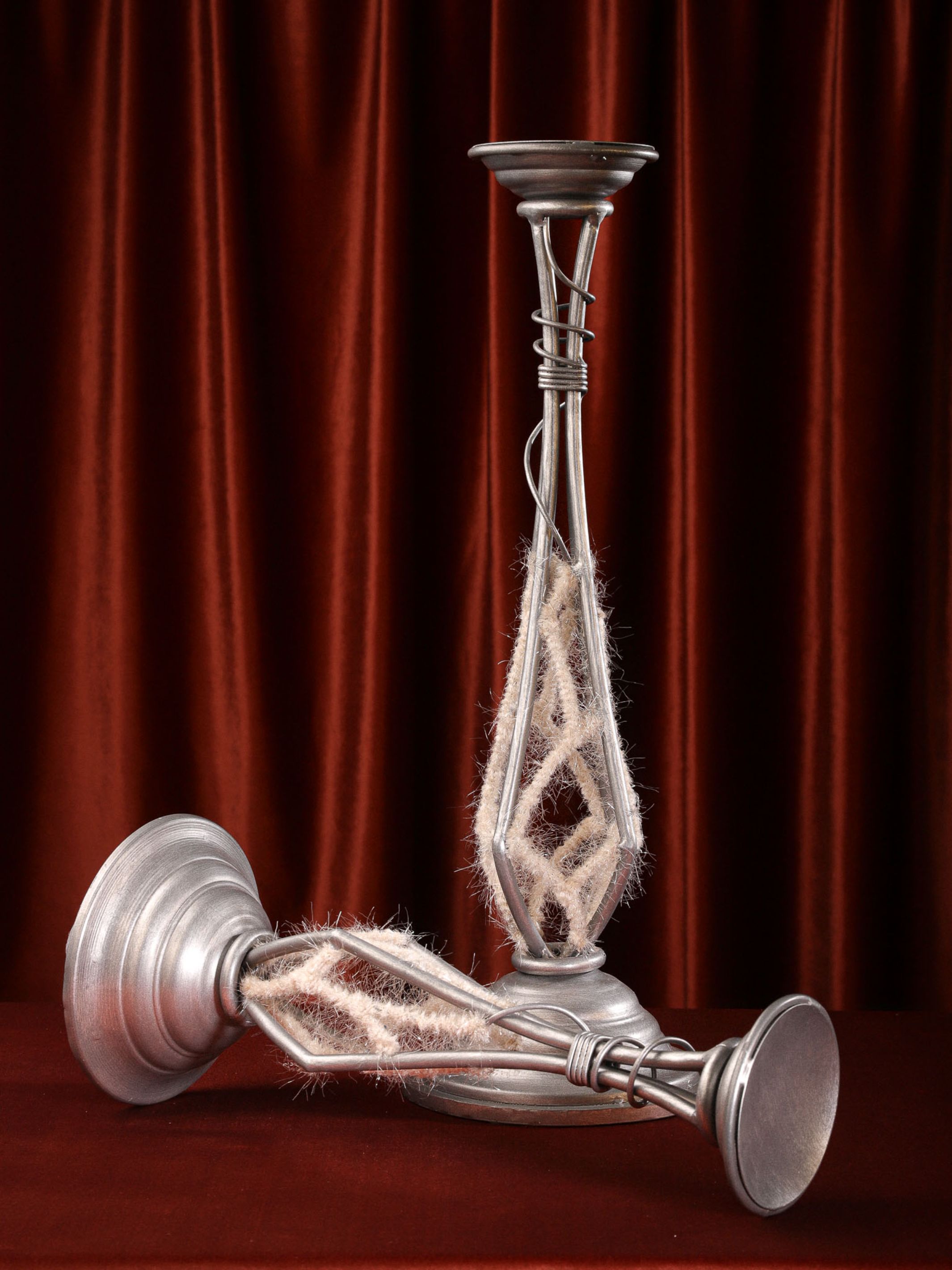 Handcrafted Metal & Snow Candle Stand