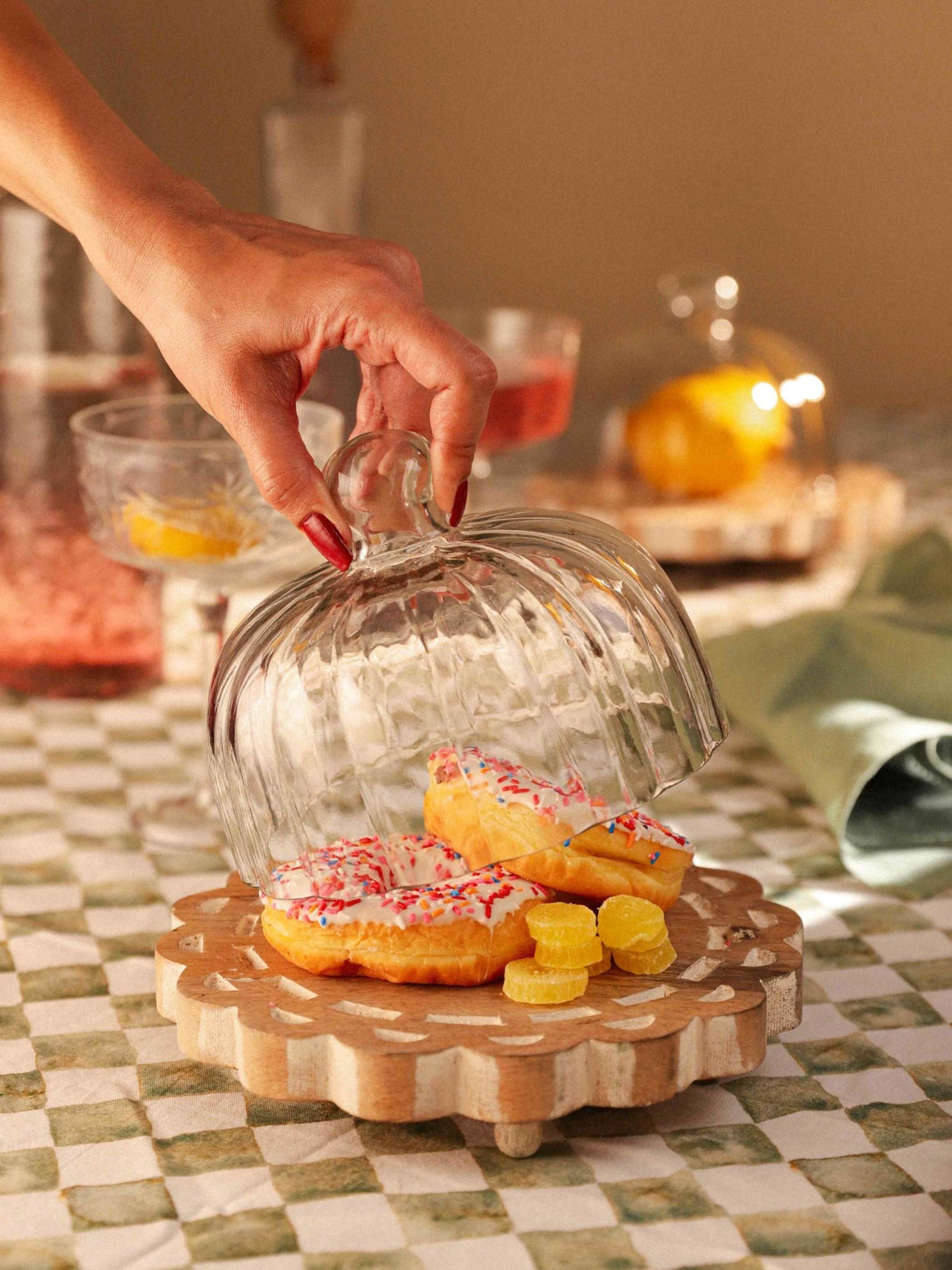 Glass Cloche Dome - Aster With Wooden Base