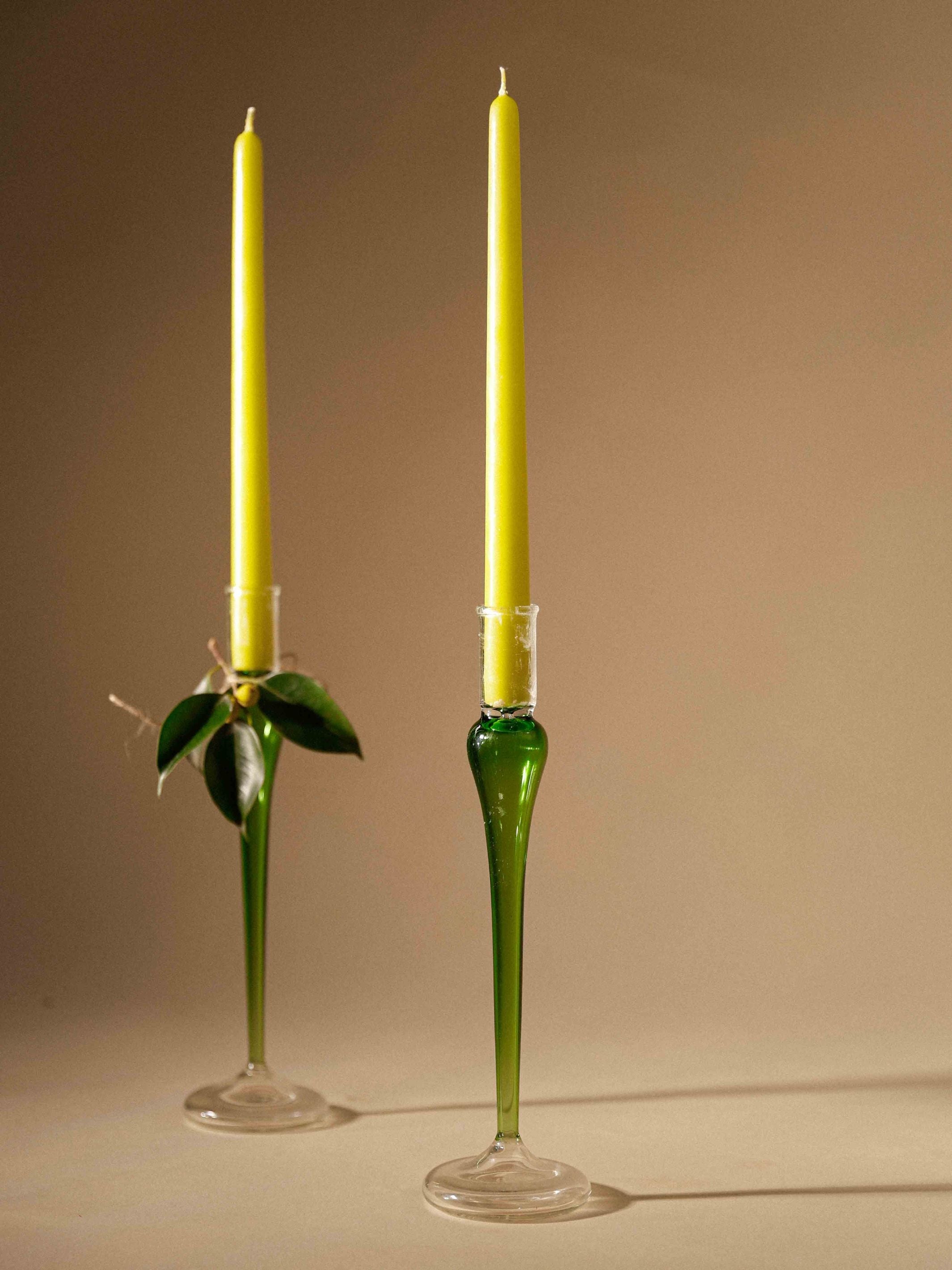 Taper candle holder - Elegant Handblown vintage Glass