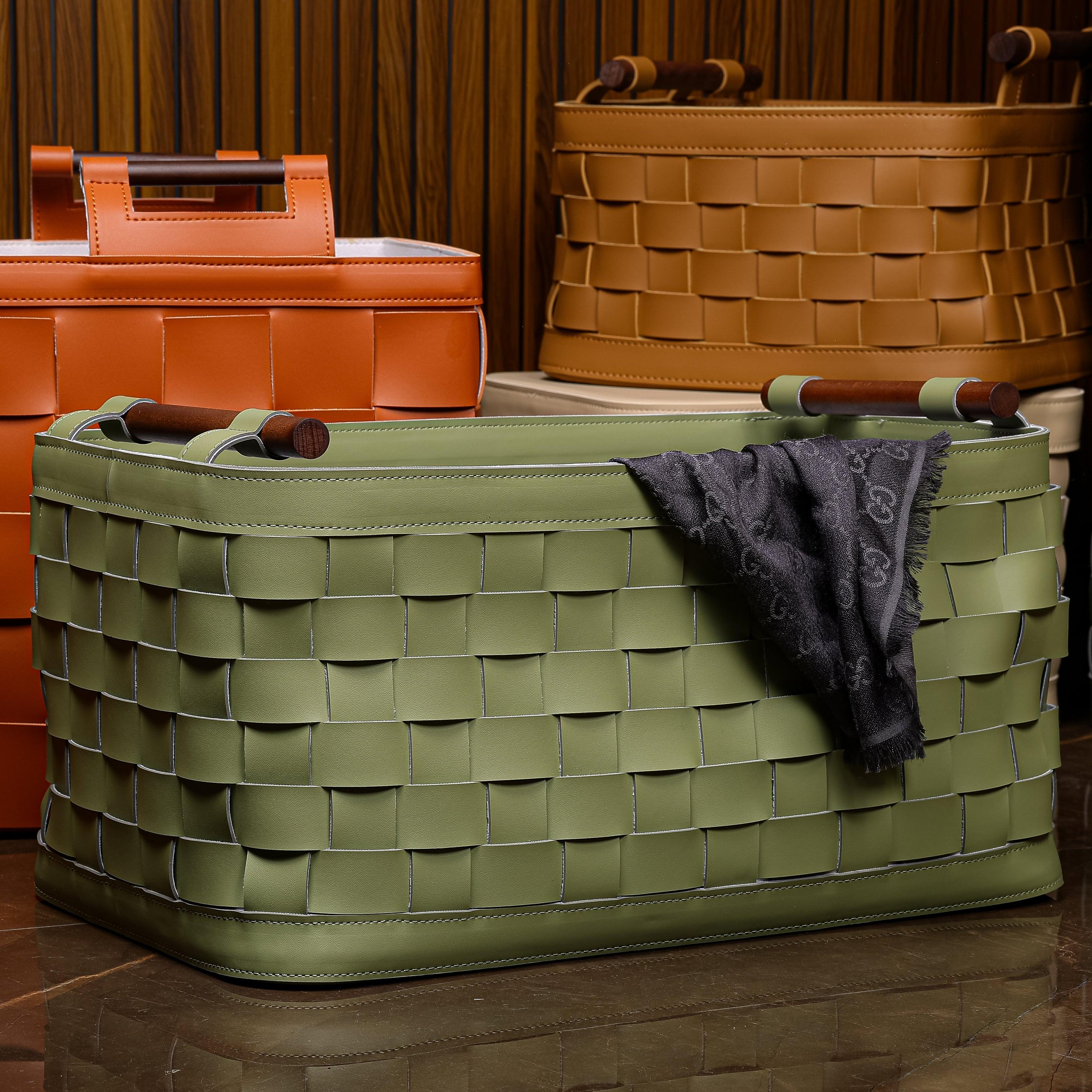 Soiree Leather Basket - Green