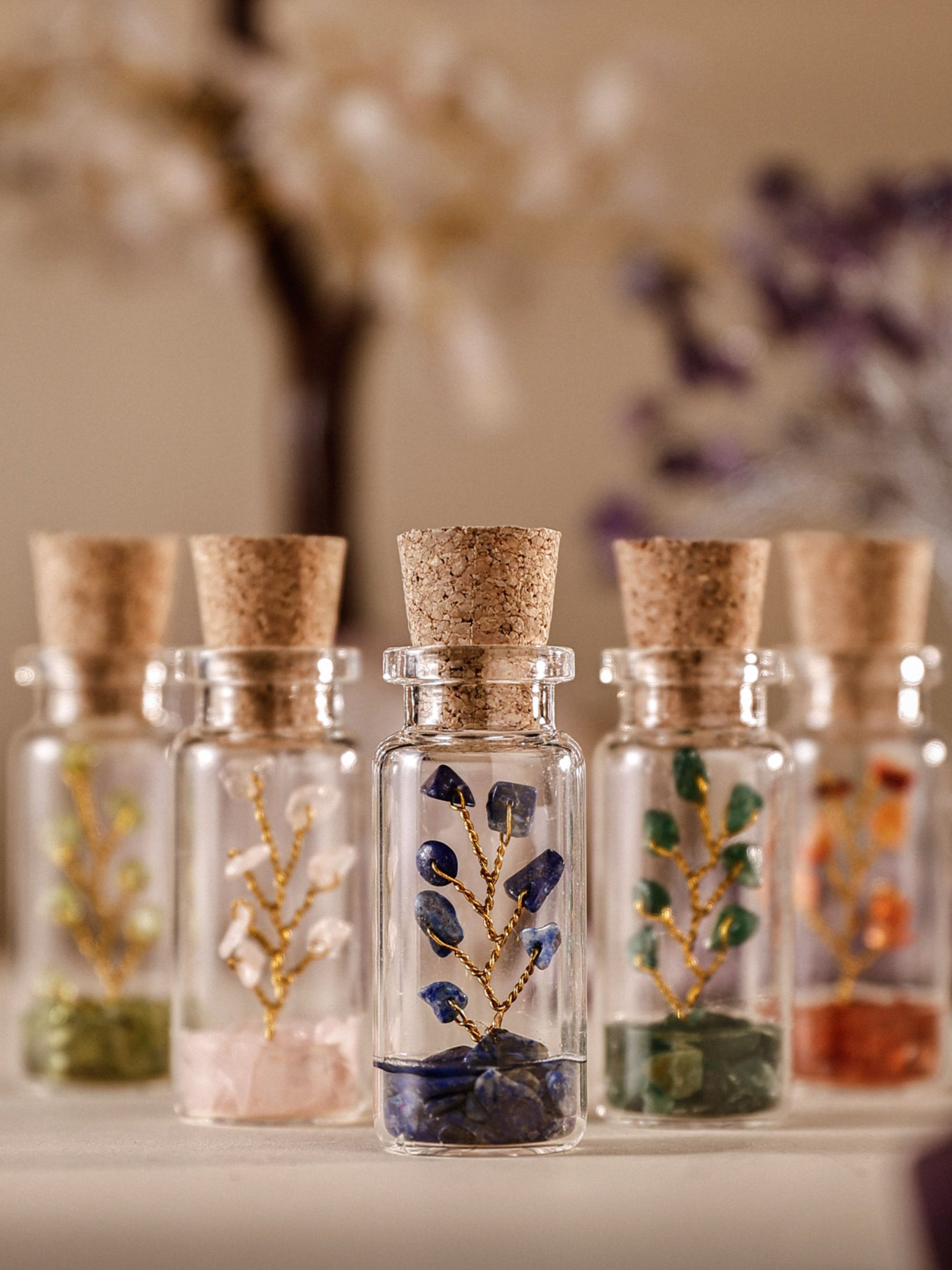 Small Bottle Tree Set of 2 - Rose quartz