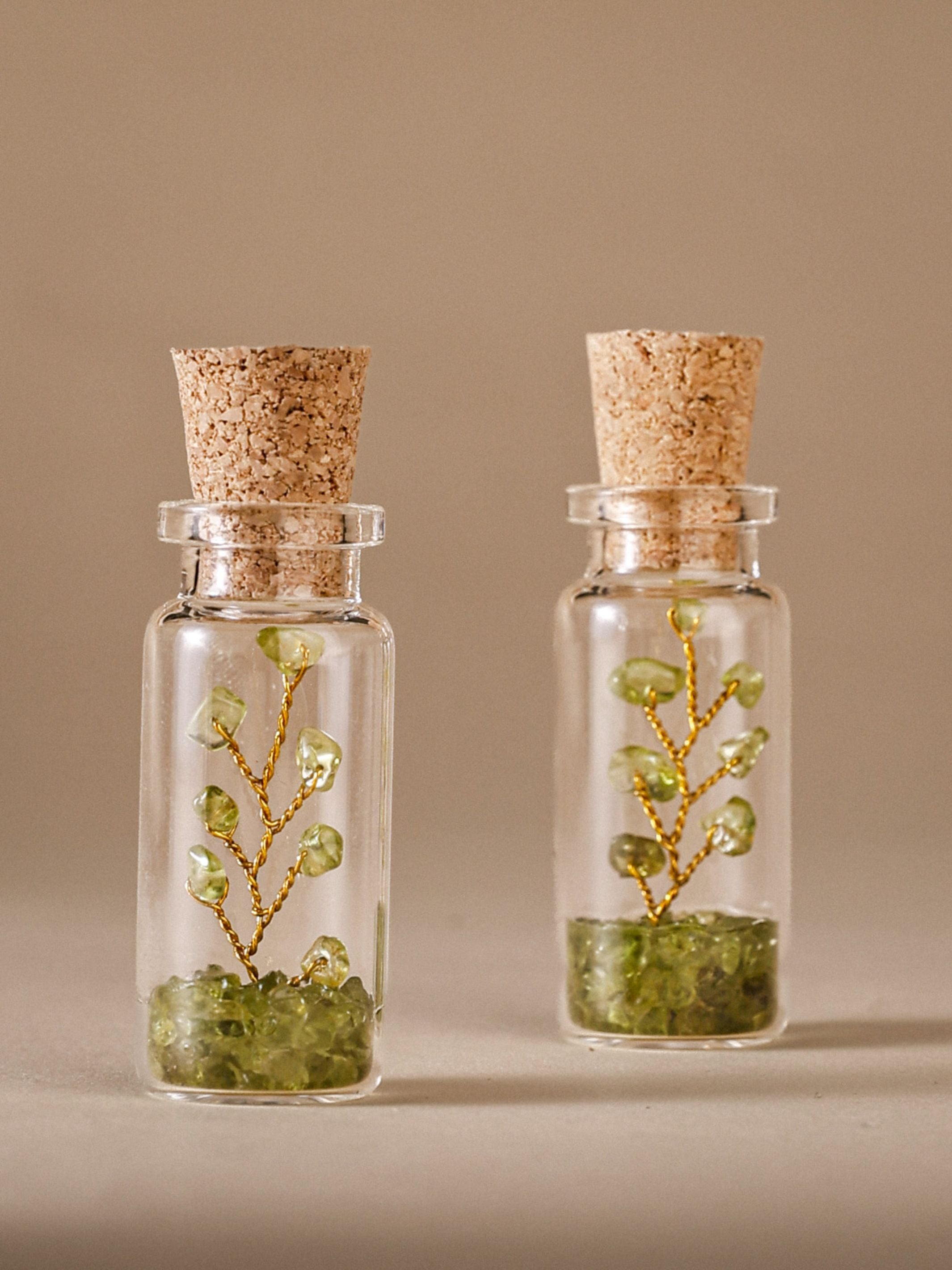 Small Bottle Tree Set of 2 - Peridot