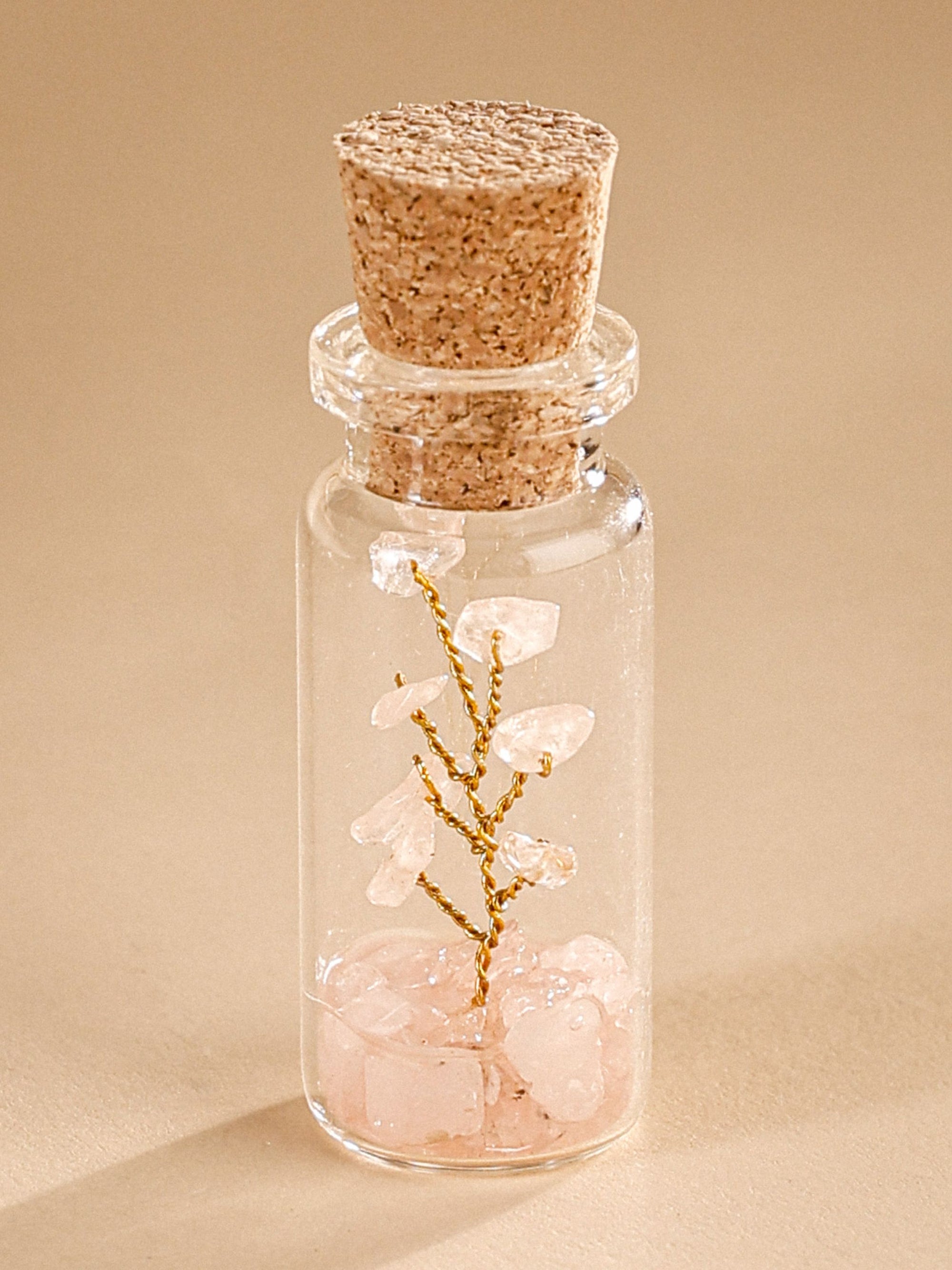 Small Bottle Tree Set of 2 - Rose quartz