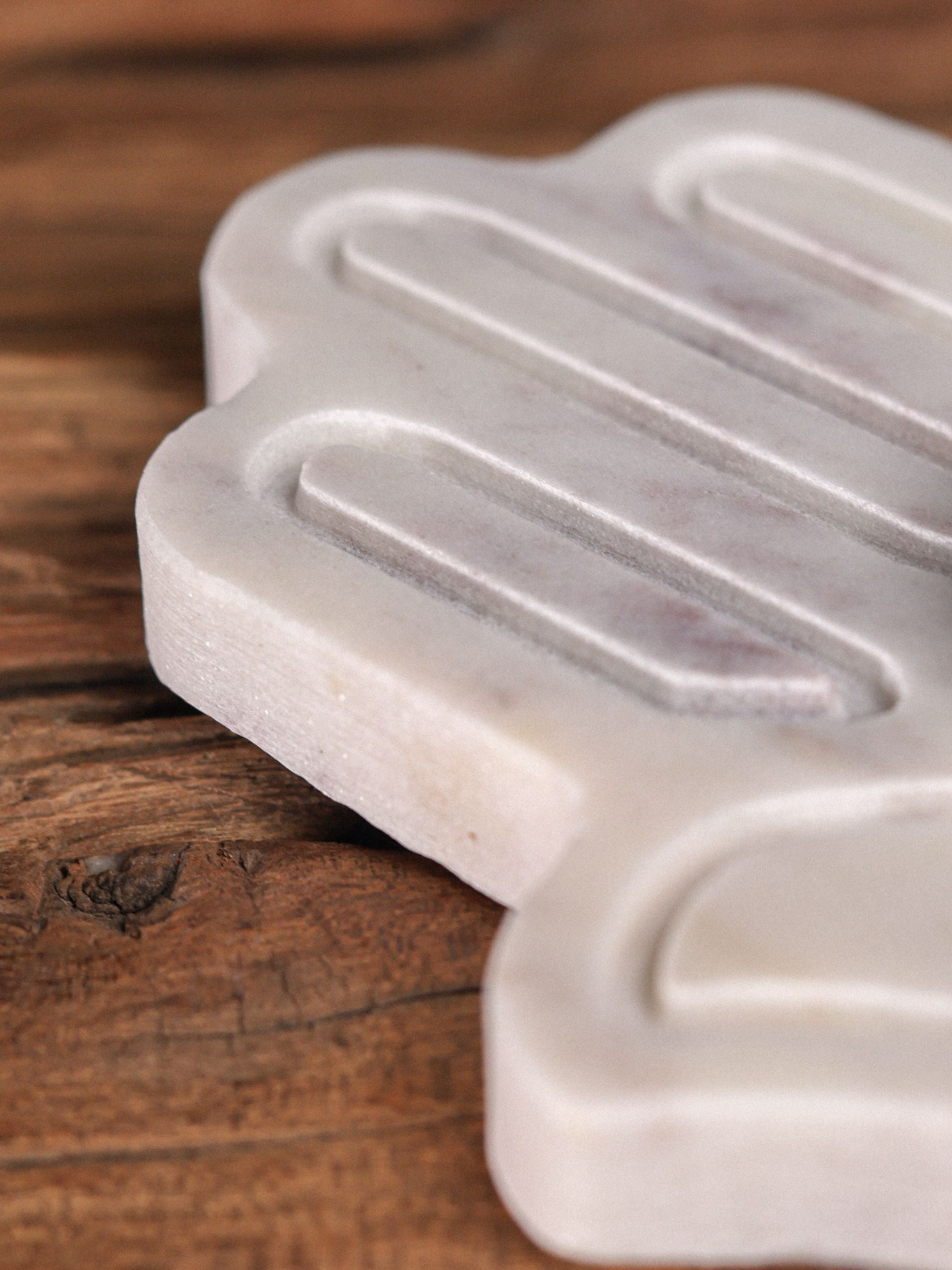 Tea Light Candle Holder -White Marble in Hamsa