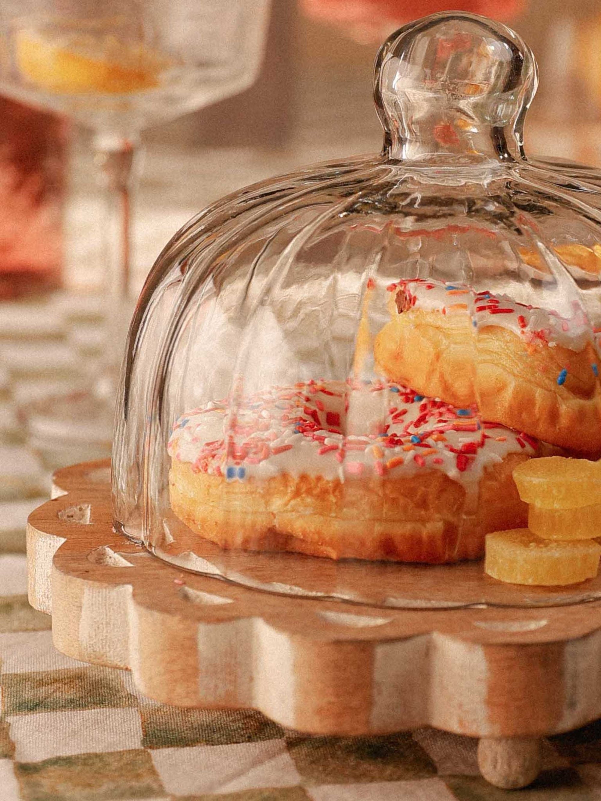 Glass Cloche Dome - Aster With Wooden Base