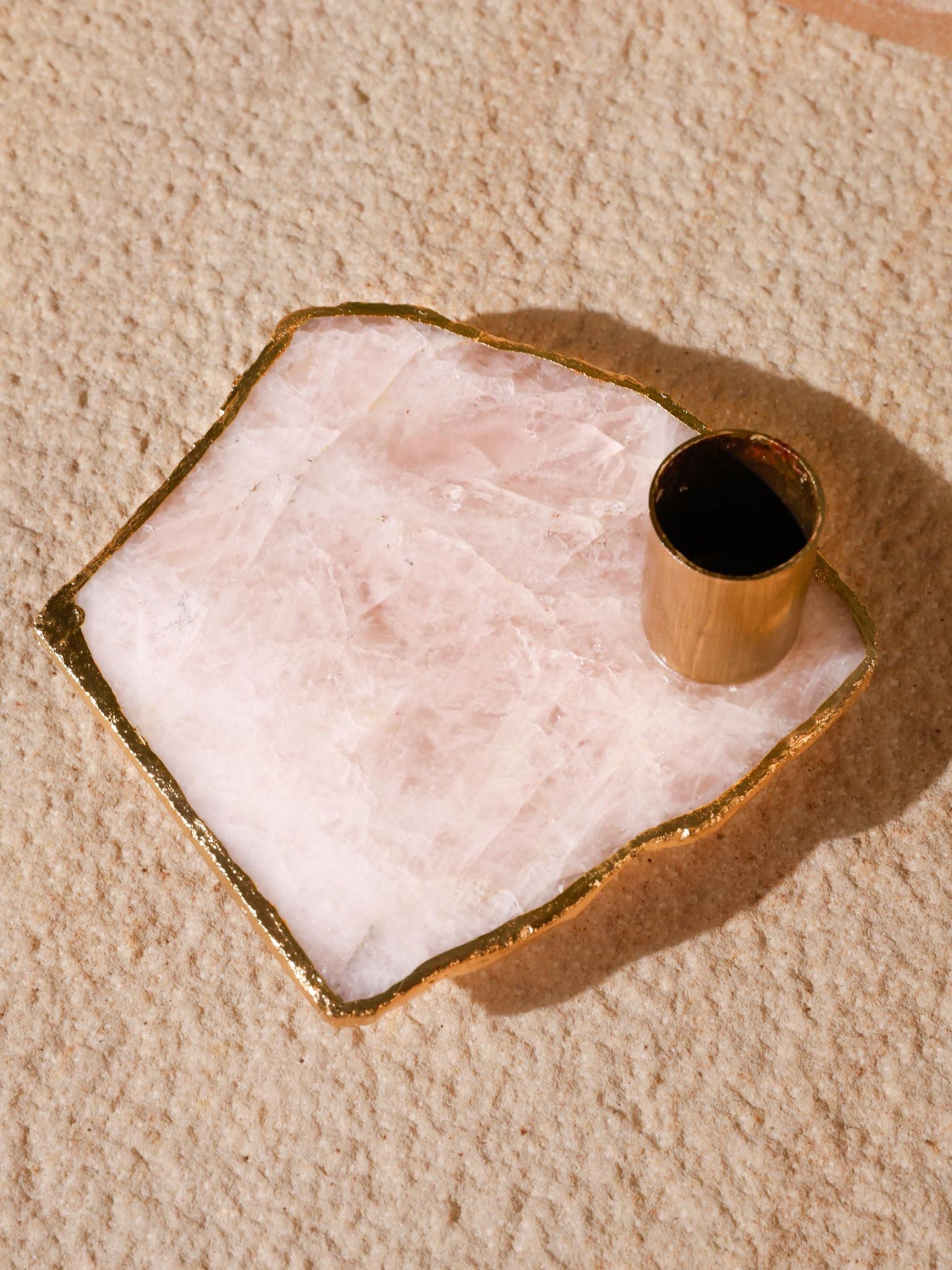 Semi Precious Candle Holder - Rose Quartz
