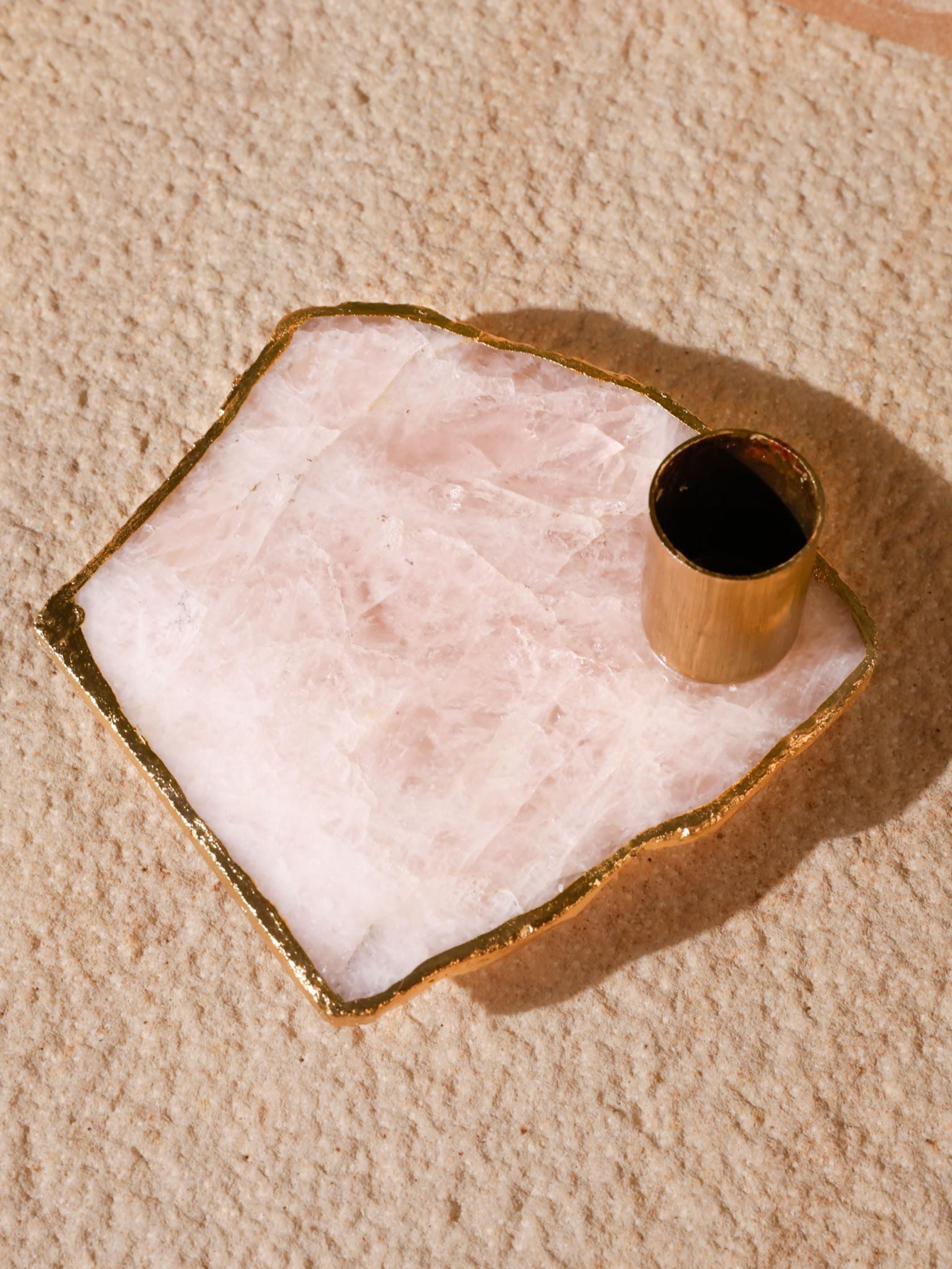 Semi Precious Candle Holder - Rose Quartz