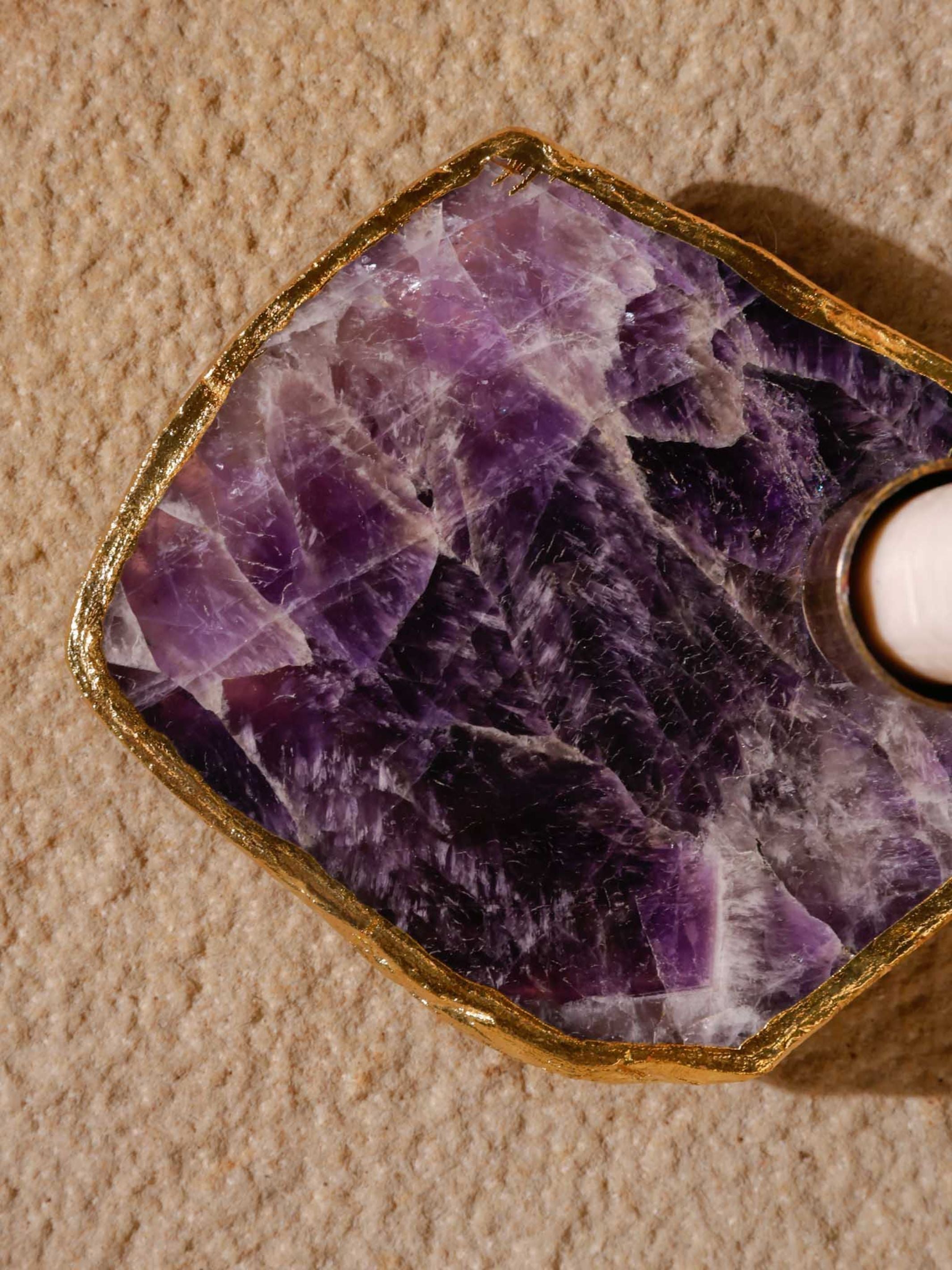 Taper Candle Holder - Semi Precious Stone