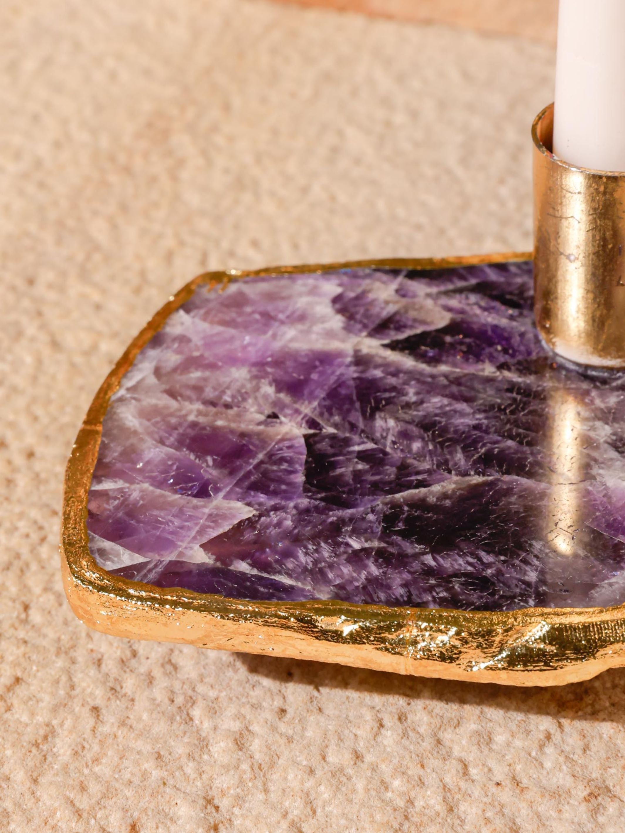 Semi Precious Candle Holder - Amethyst
