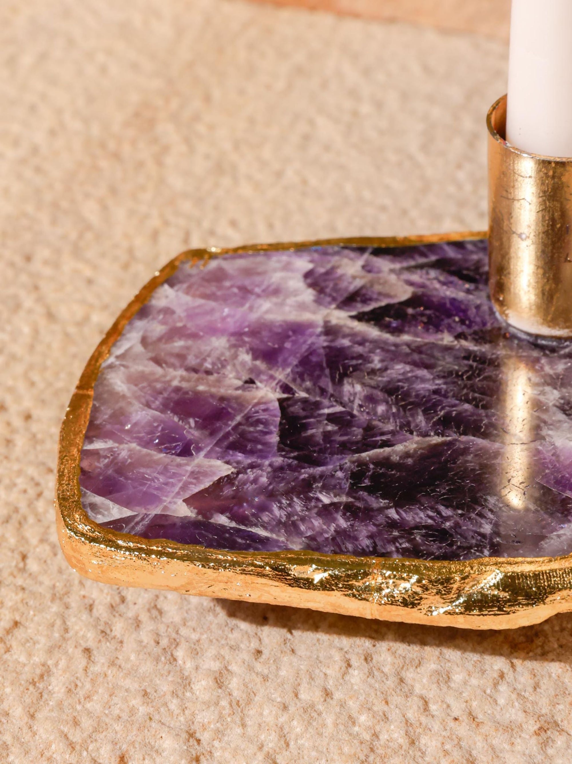 Taper Candle Holder - Semi Precious Stone
