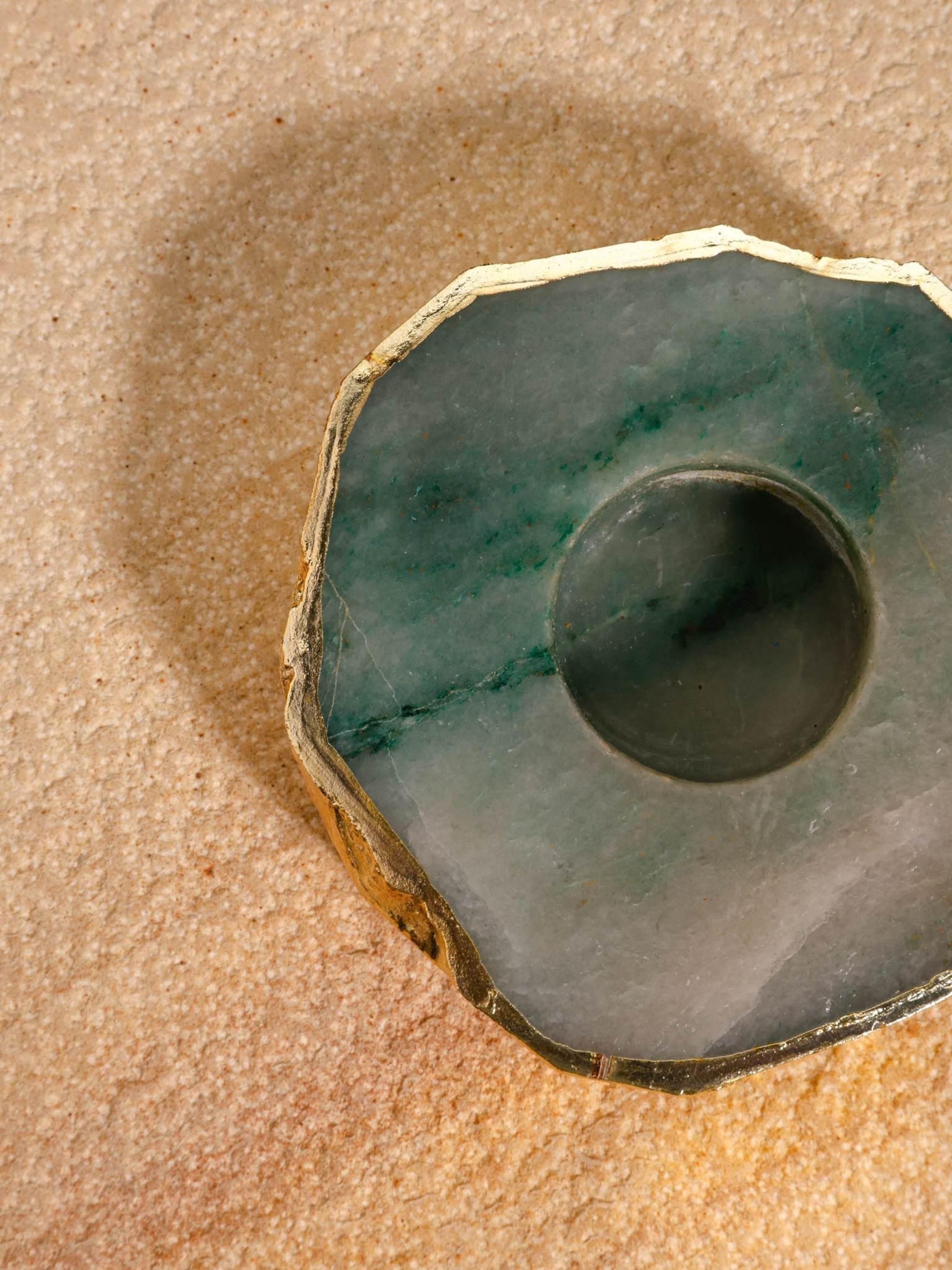 Tea Light Holder - Semi Precious Green Quartz