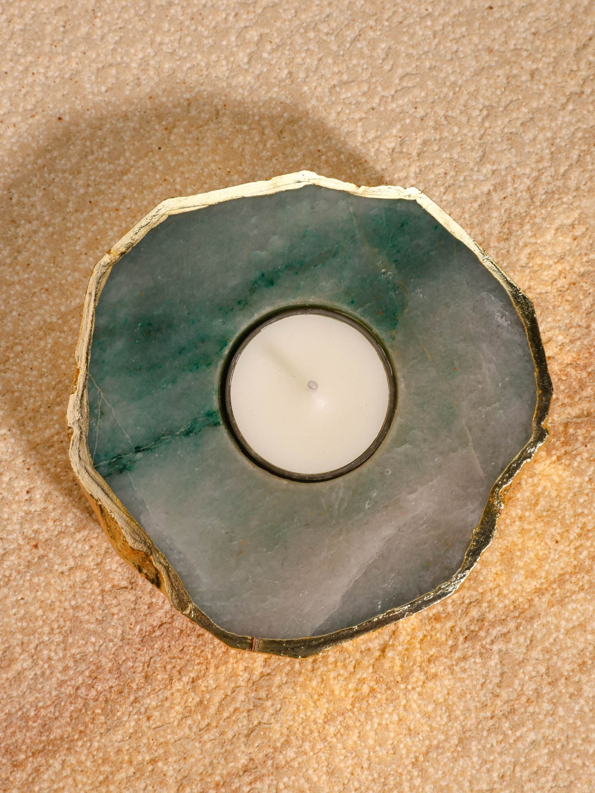 Tea Light Holder - Semi Precious Green Quartz