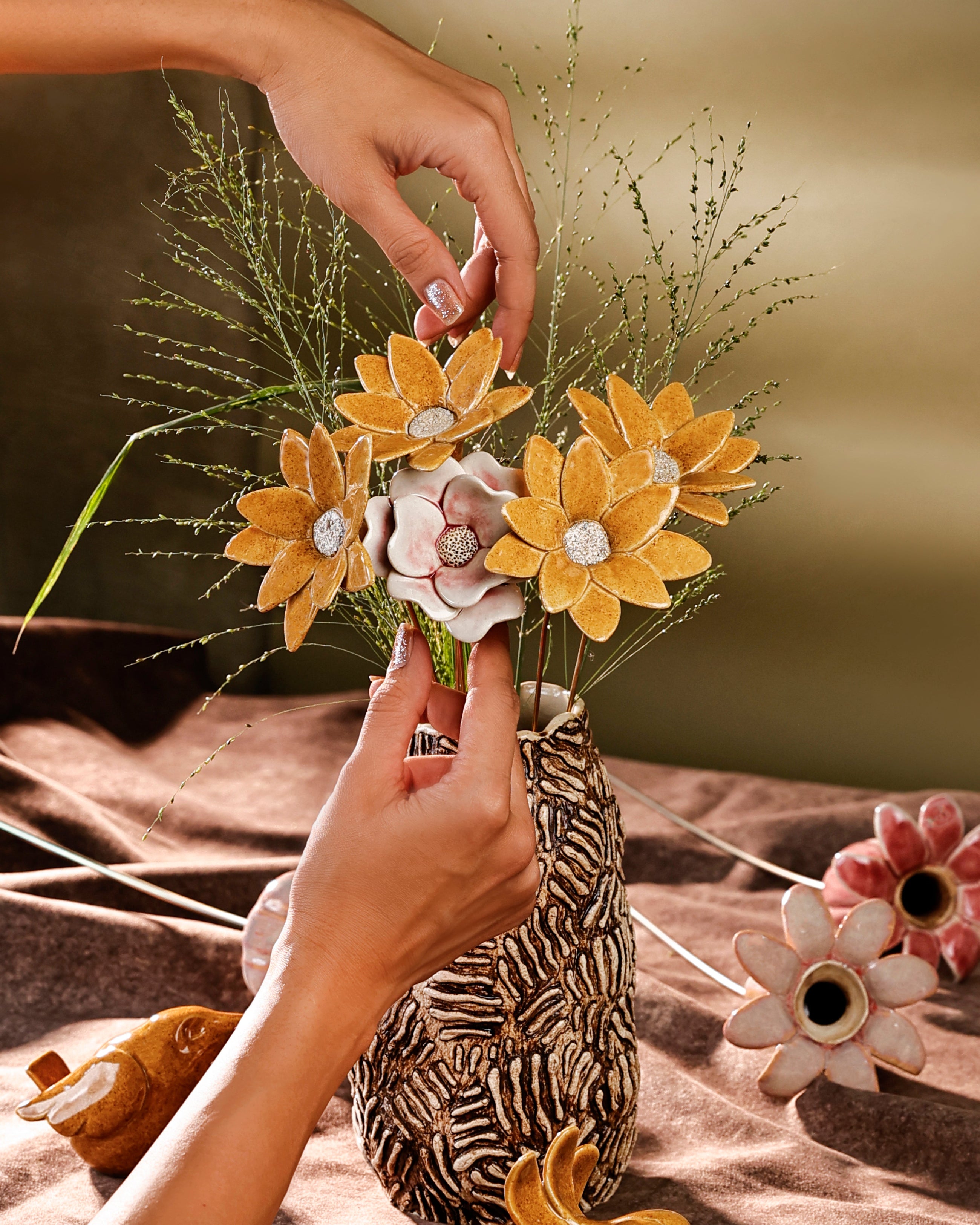 Fire Flower - Single flower stem - Mustard