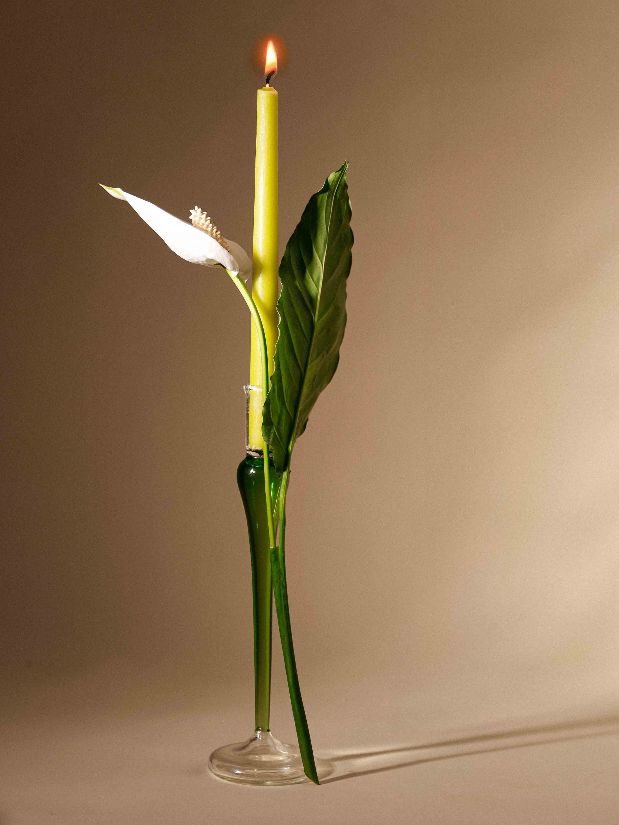 Elegant vintage glass Taper candle holder