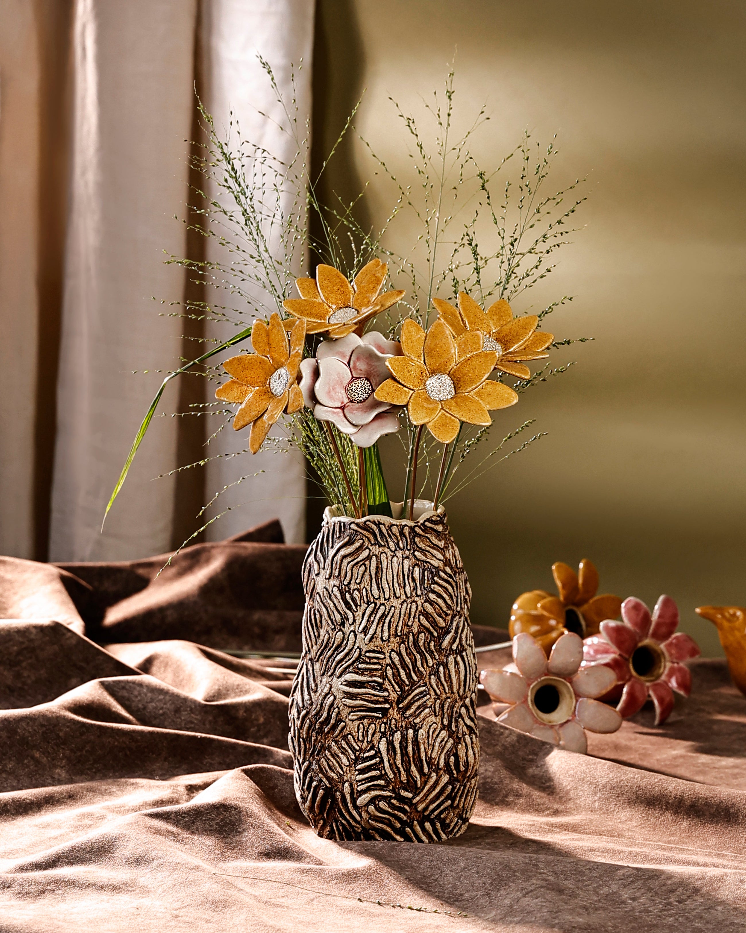 Fire Flower - Single flower stem - Mustard