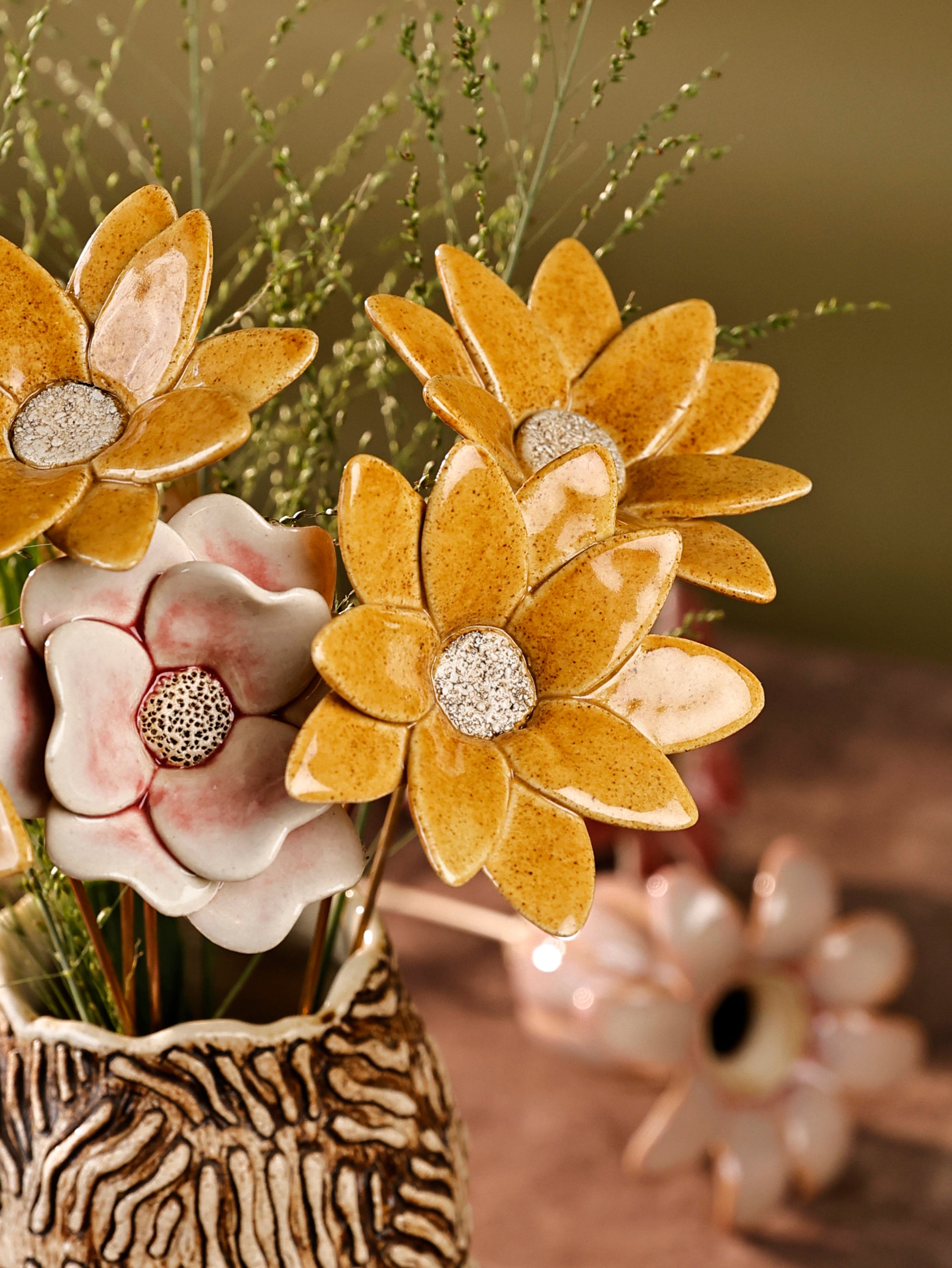 Fire Flower - Single flower stem - Mustard