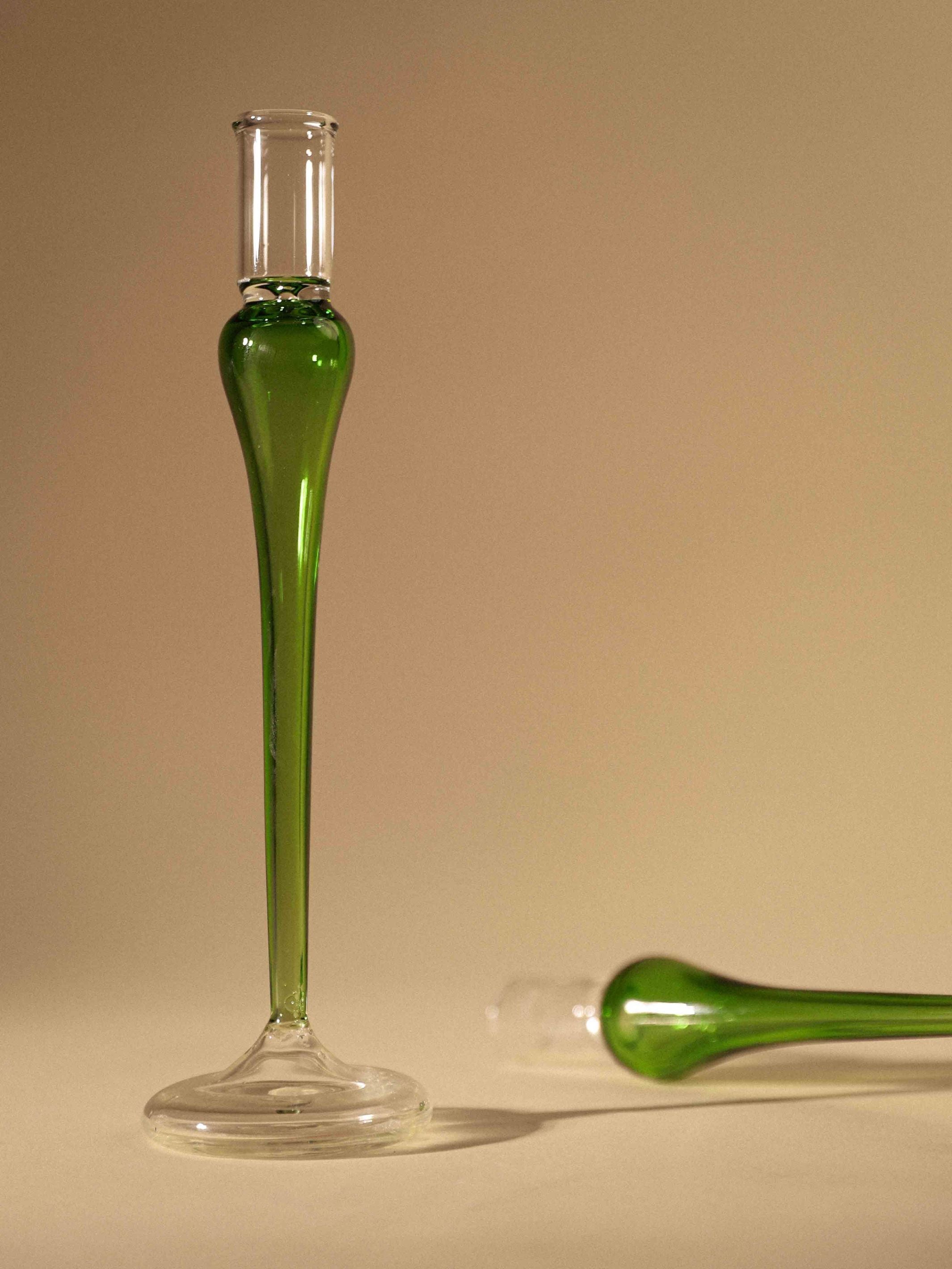 Taper candle holder - Elegant Handblown vintage Glass