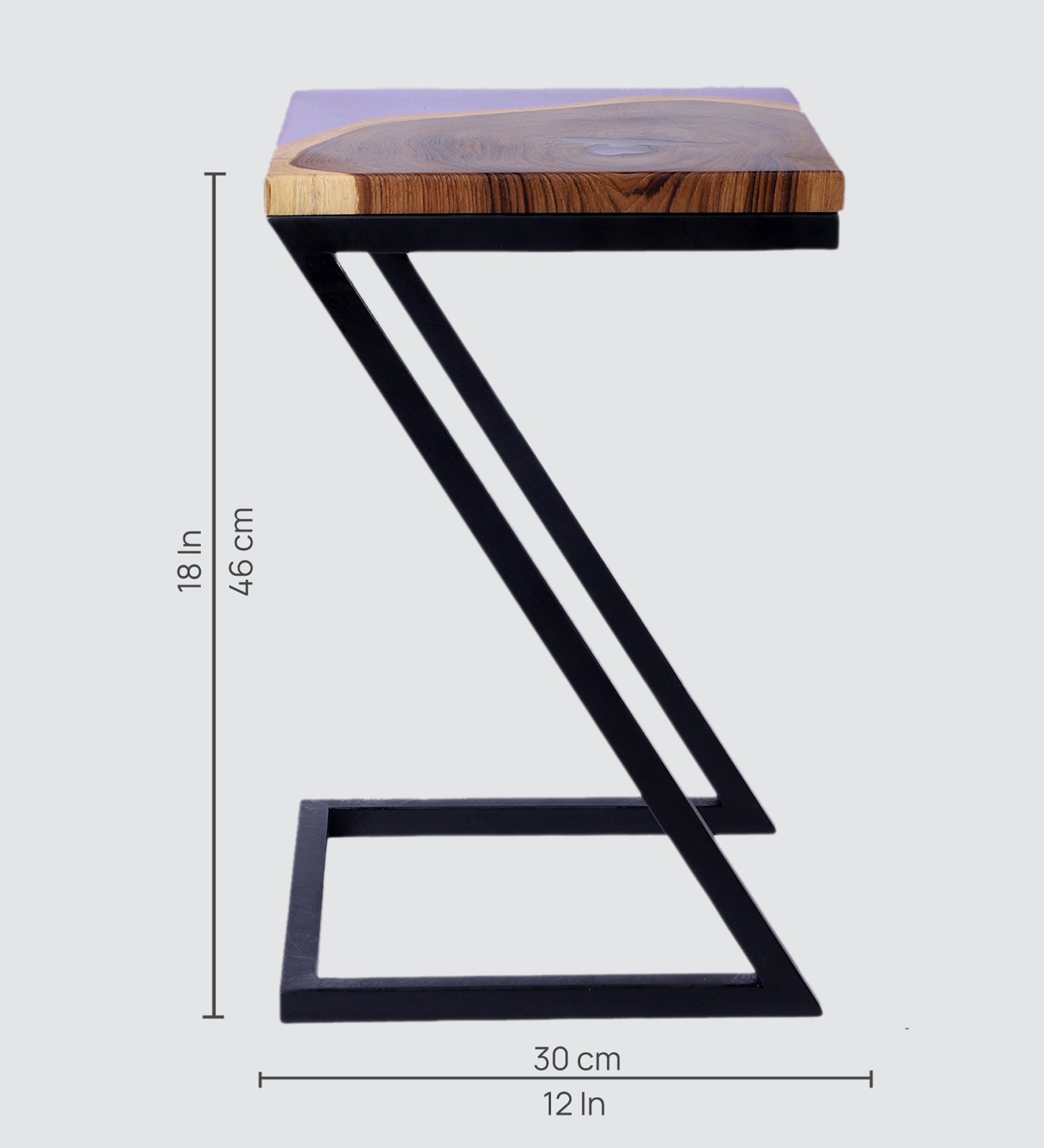 Epoxy Solid Wood End Table – Teak Wood with Violet Resin Finish