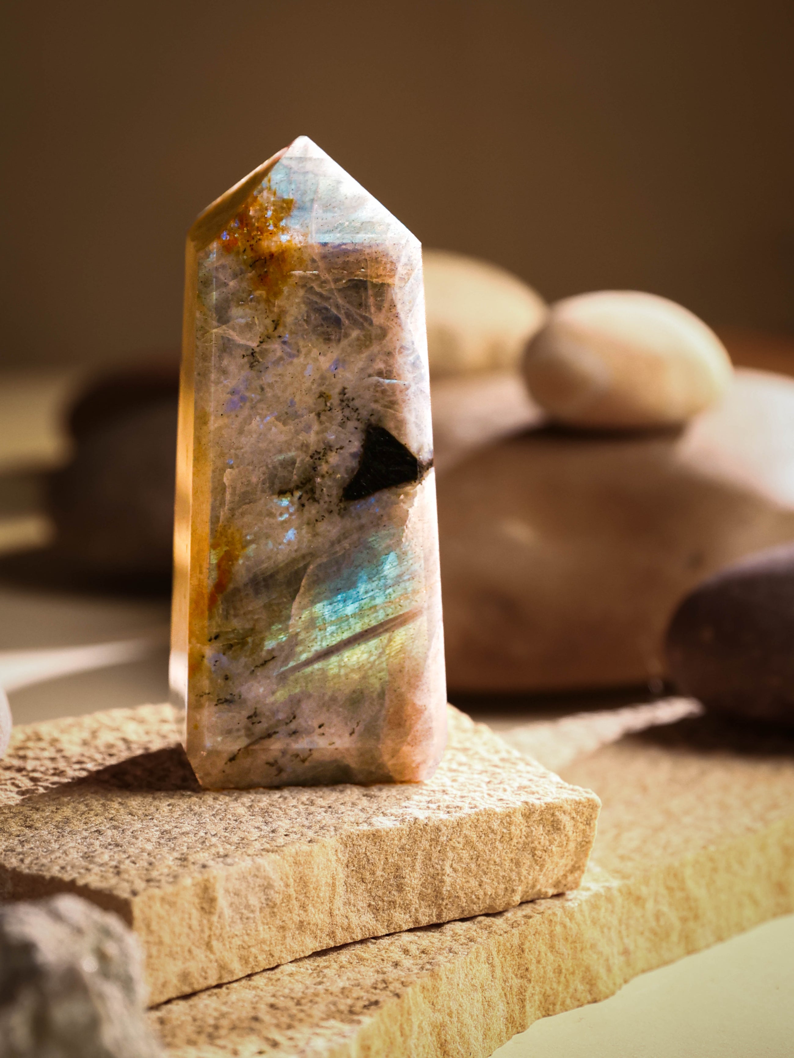 Gemstone Tower - White Labradorite