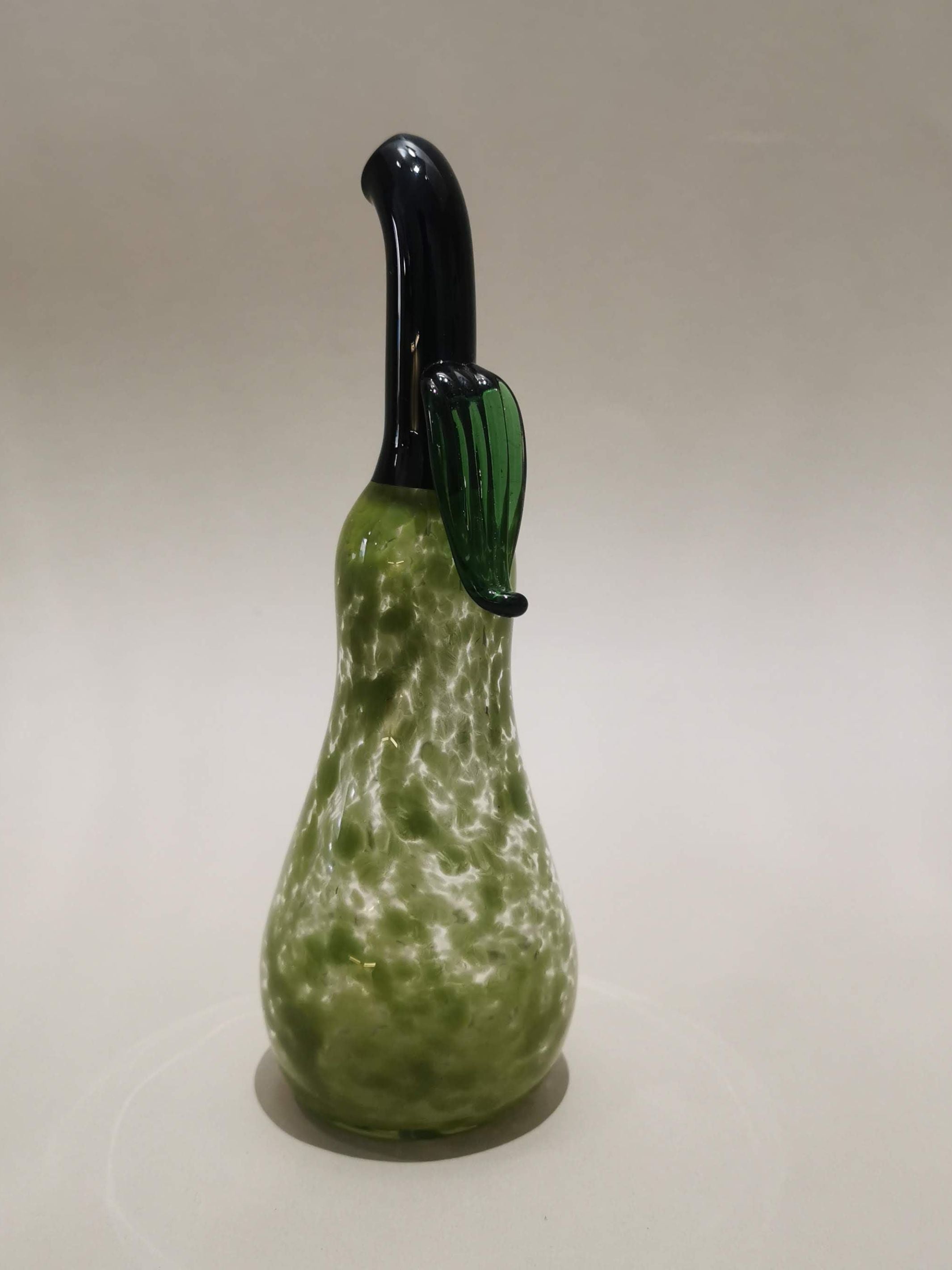 Murano Glass Style Decoration- Green Splash Pear Art Glass