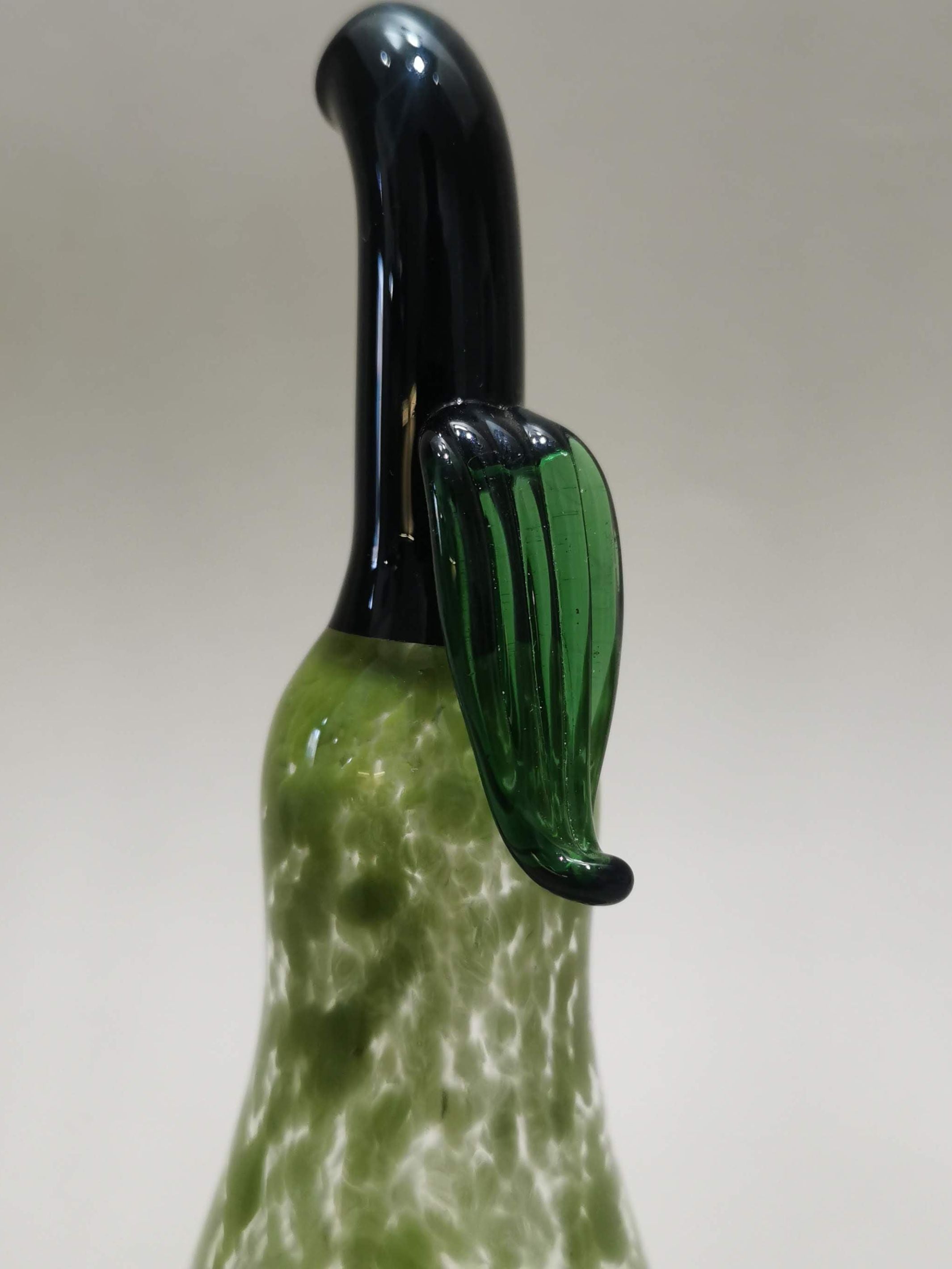 Murano Glass Style Decoration- Green Splash Pear Art Glass