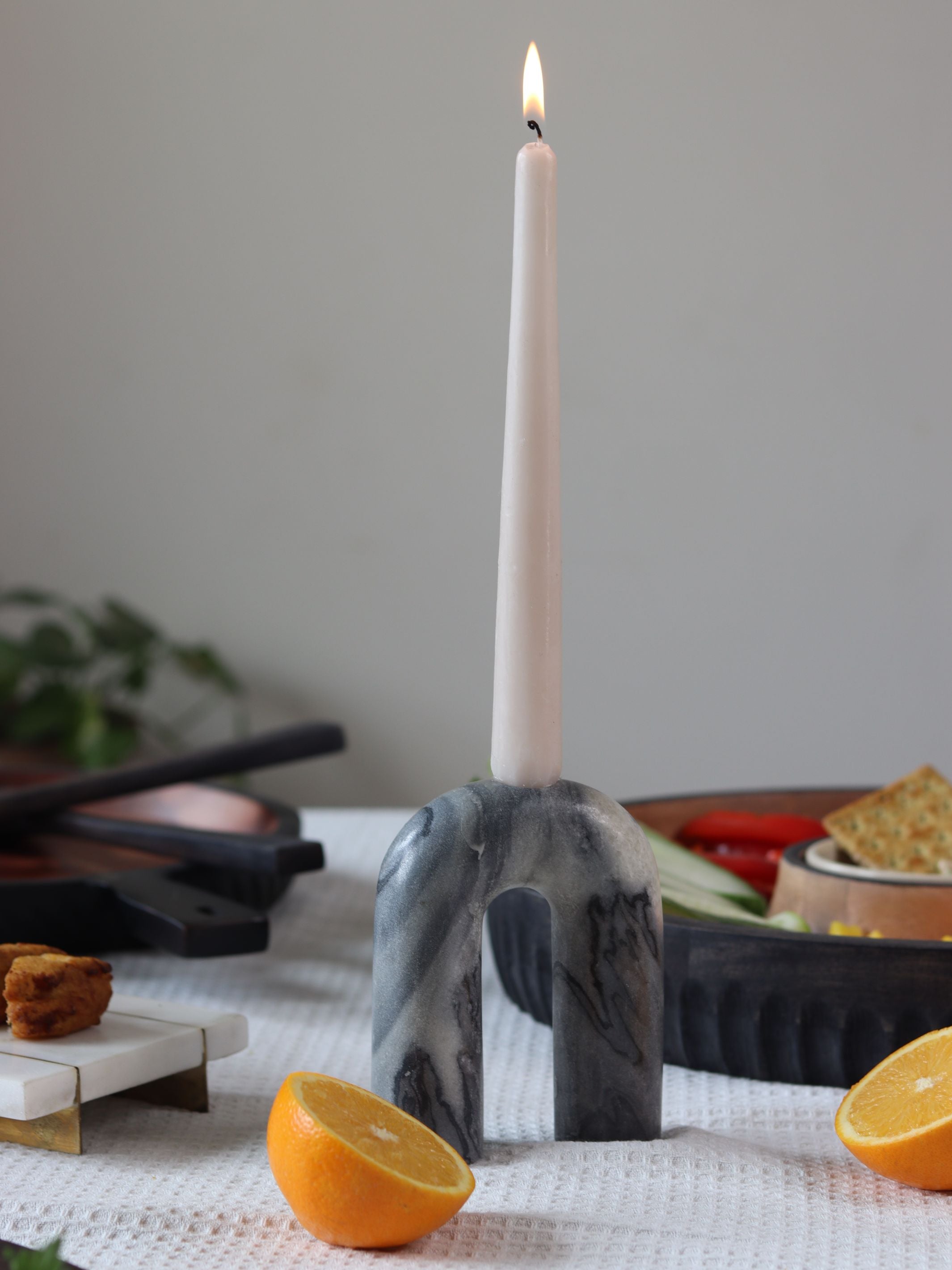 Grey Taper Candle Holder